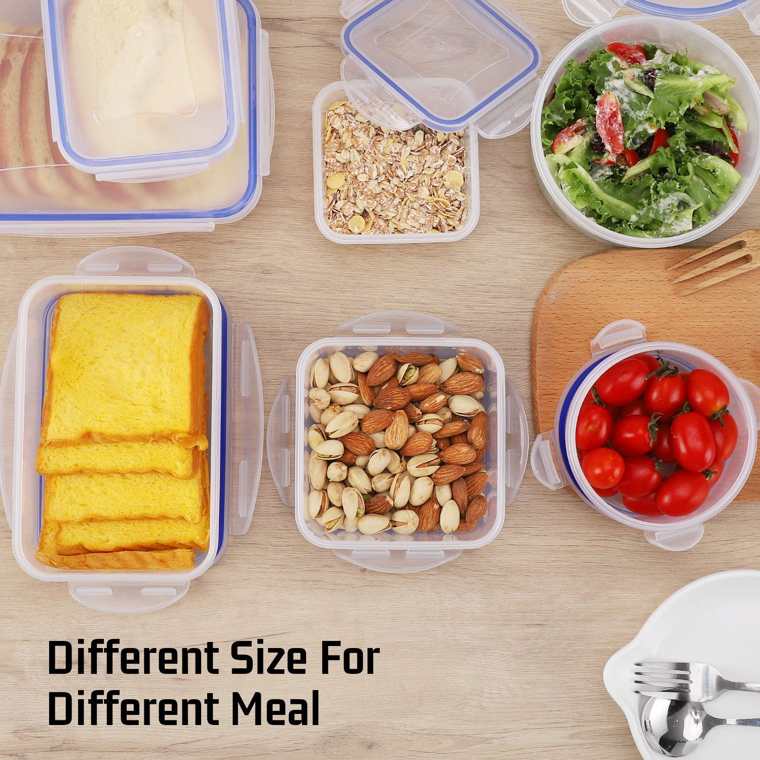 SIKITUT 8-Pack Airtight Food Storage Containers with Lids - BPA-Free Plastic Kitchen Organizers for Dry Food, Snacks, Meal Prep & Leftovers | Leakproof, Stackable & Space-Saving Design for Pantry, Fridge & Freezer