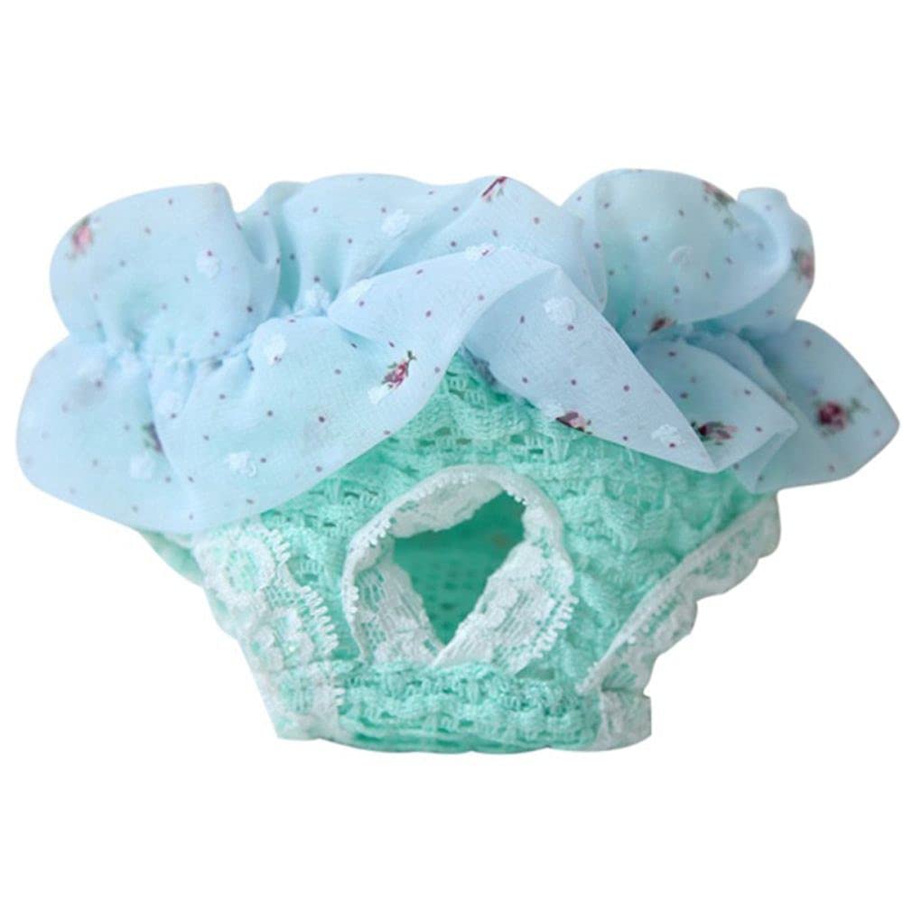 Washable Dog Diapers for Female Dogs - Pet Sanitary Pants with Lace Edge, Reusable & Absorbent, Size L Green - Perfect for Heat Cycles, Incontinence & Travel