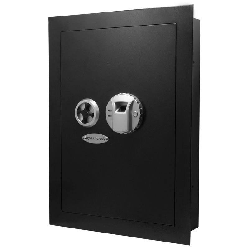 Barska AX12038 Biometric Wall Safe - Fingerprint & Keypad Security Lock Box for Home, Office, Jewelry & Cash - Compact Hidden Wall Safe for Bedroom, Closet or Garage