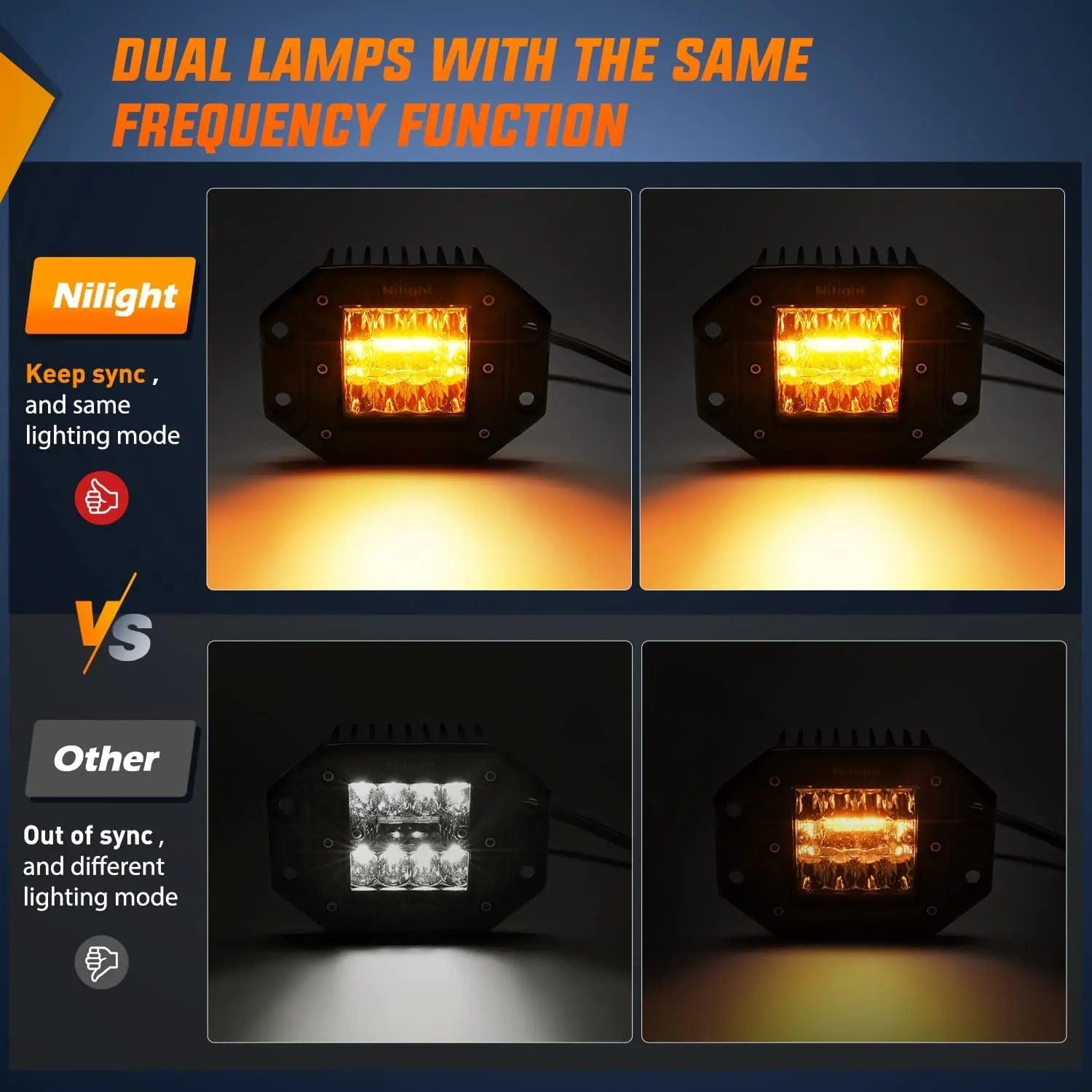 4.8 Inch 42W Amber White Spot Flood LED Pods with 16AWG DT Wire - Waterproof Off-Road Lighting for Trucks, ATVs, Boats & Emergency Vehicles