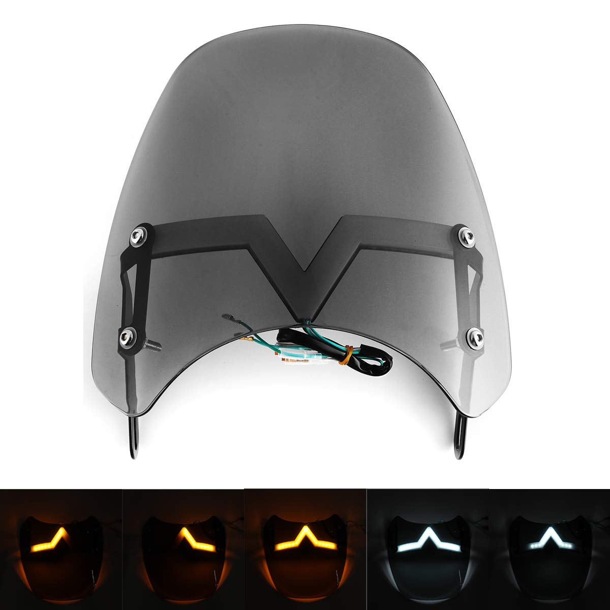 Universal LED Front Fairing Windshield for Motorcycle - Fits 5