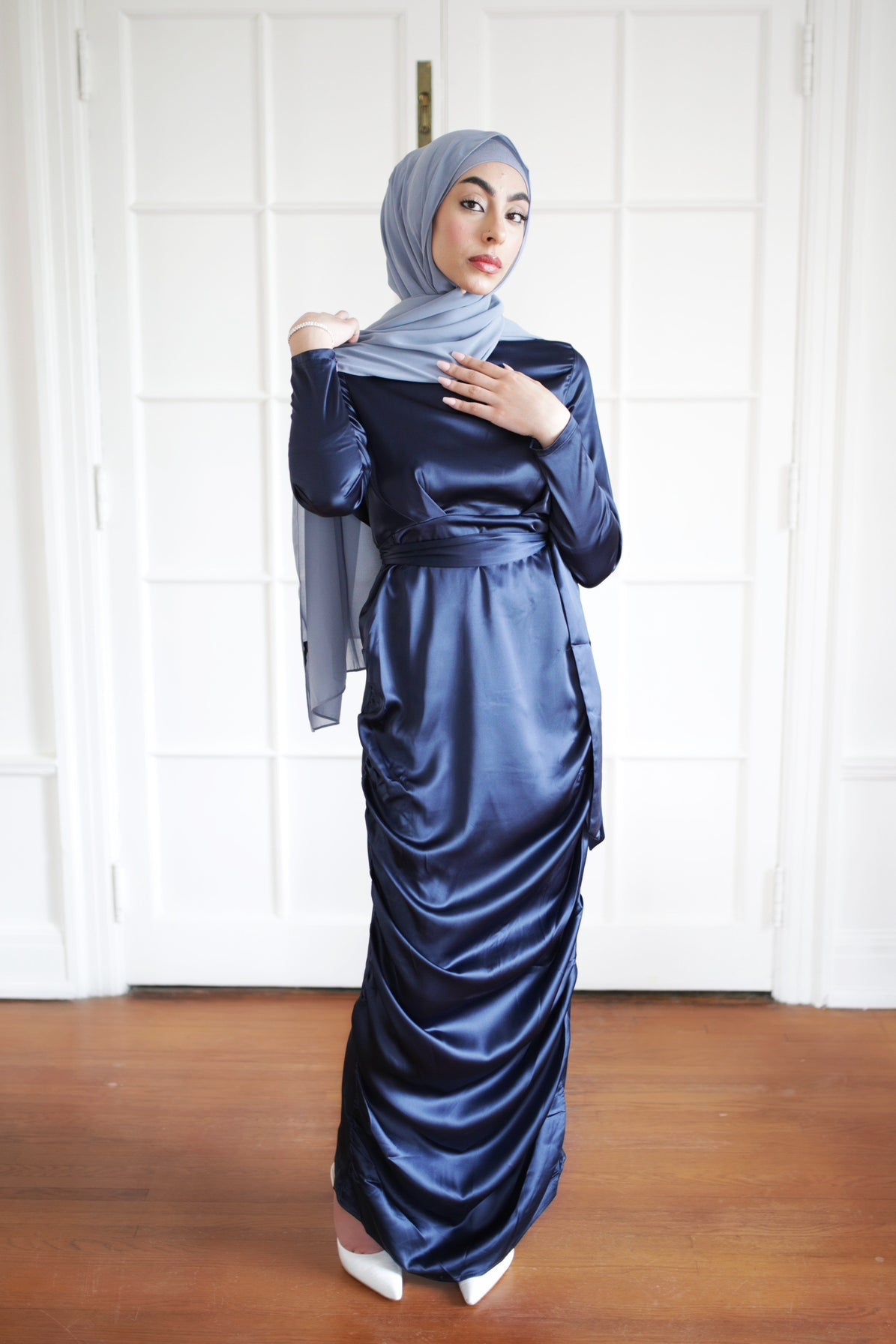 HANA Satin Dress Navy Blue - Elegant & Comfortable Women's Evening Dress for Parties, Weddings & Special Occasions