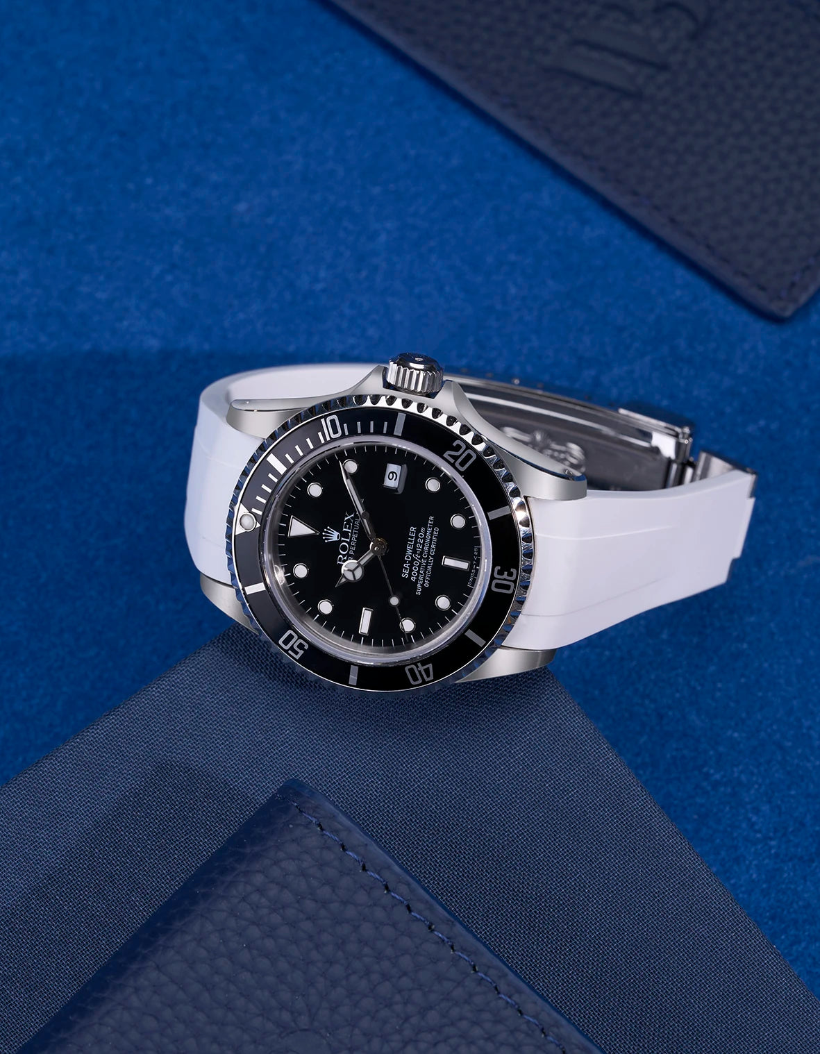 High-Quality FKM Rubber Watch Strap with Original Clasp for Rolex Sea Dweller 16600 - Durable, Comfortable & Waterproof for Diving, Swimming & Outdoor Activities