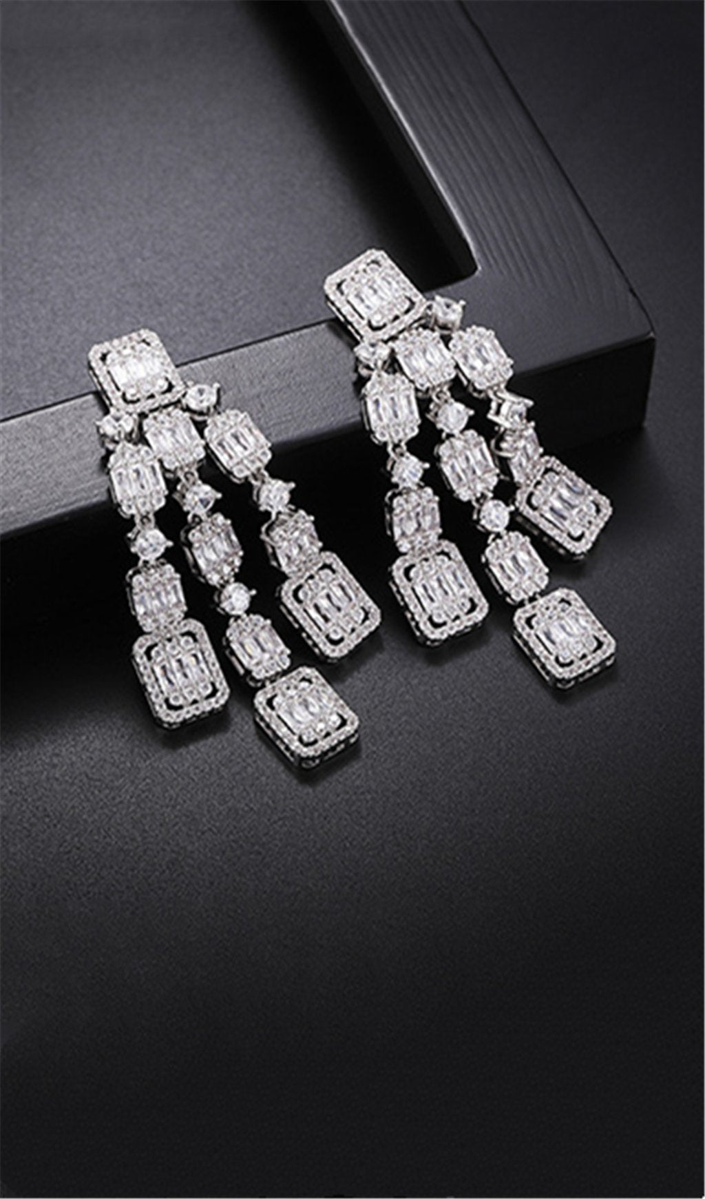 AQUARE Long Zircon Earrings for Women - Elegant Cubic Zirconia Stud Earrings for Daily Wear, Parties & Special Occasions