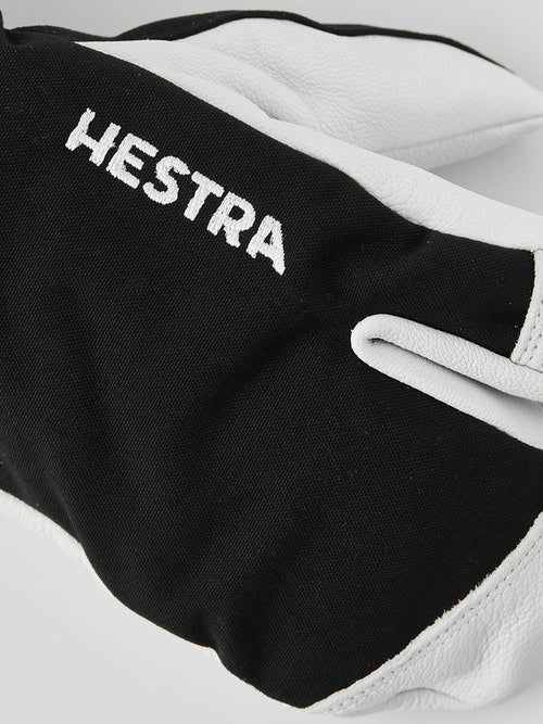 Hestra Army Leather Heli Junior 3 Finger Gloves for Kids - Black (30562 100) | Winter Sports, Skiing, Snowboarding & Outdoor Activities