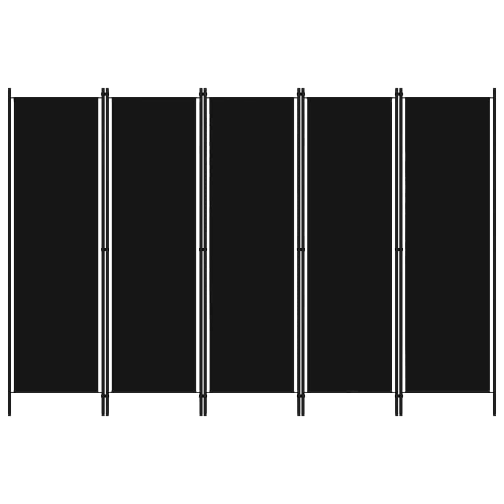 5-Panel Black Room Divider Screen - 98.4