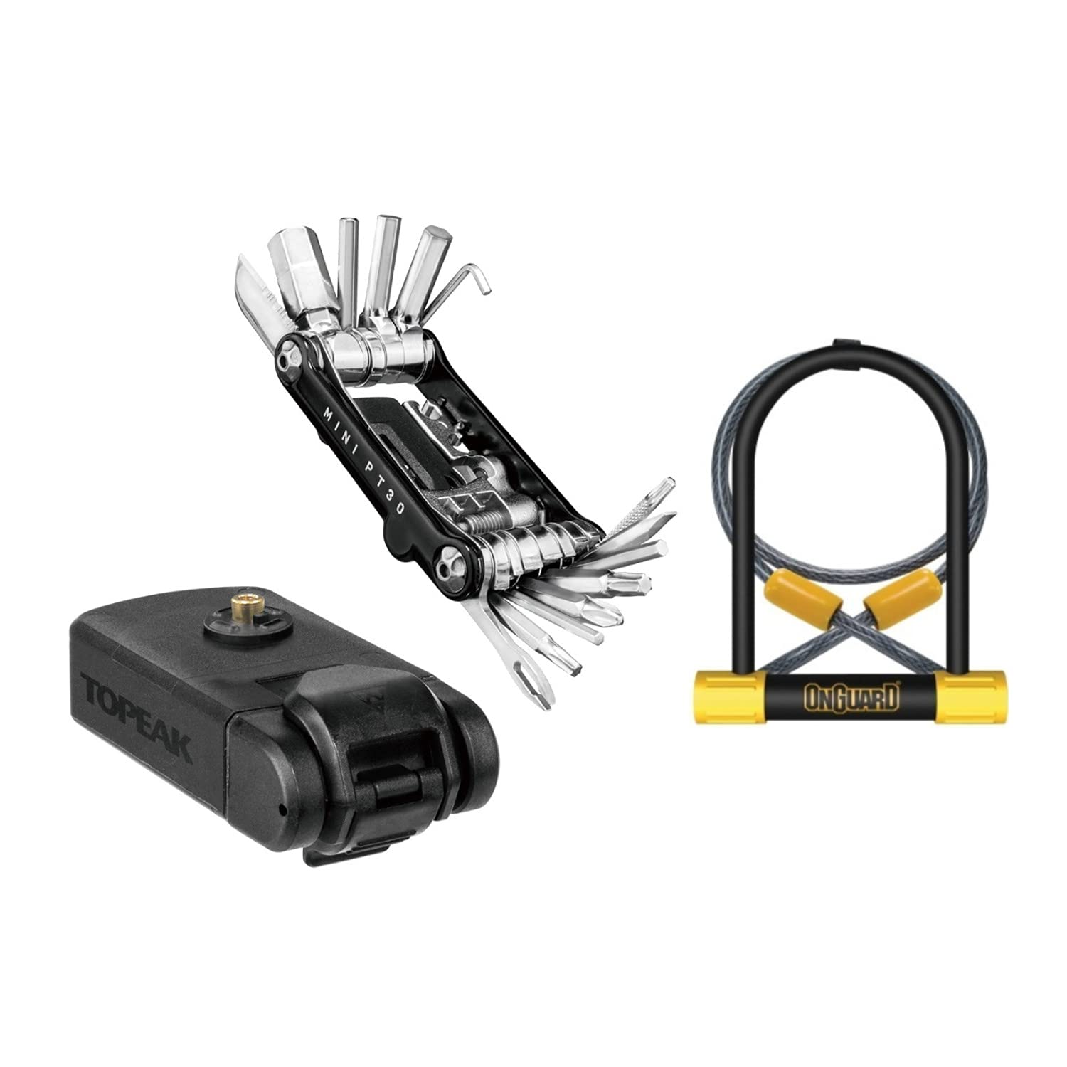 OnGuard Bulldog DT Heavy Duty Bike U-Lock with 4ft Security Cable & PT30 Bicycle Tool Kit (2-Piece Set) - Perfect for Urban Commuting, Road Bikes & Theft Protection