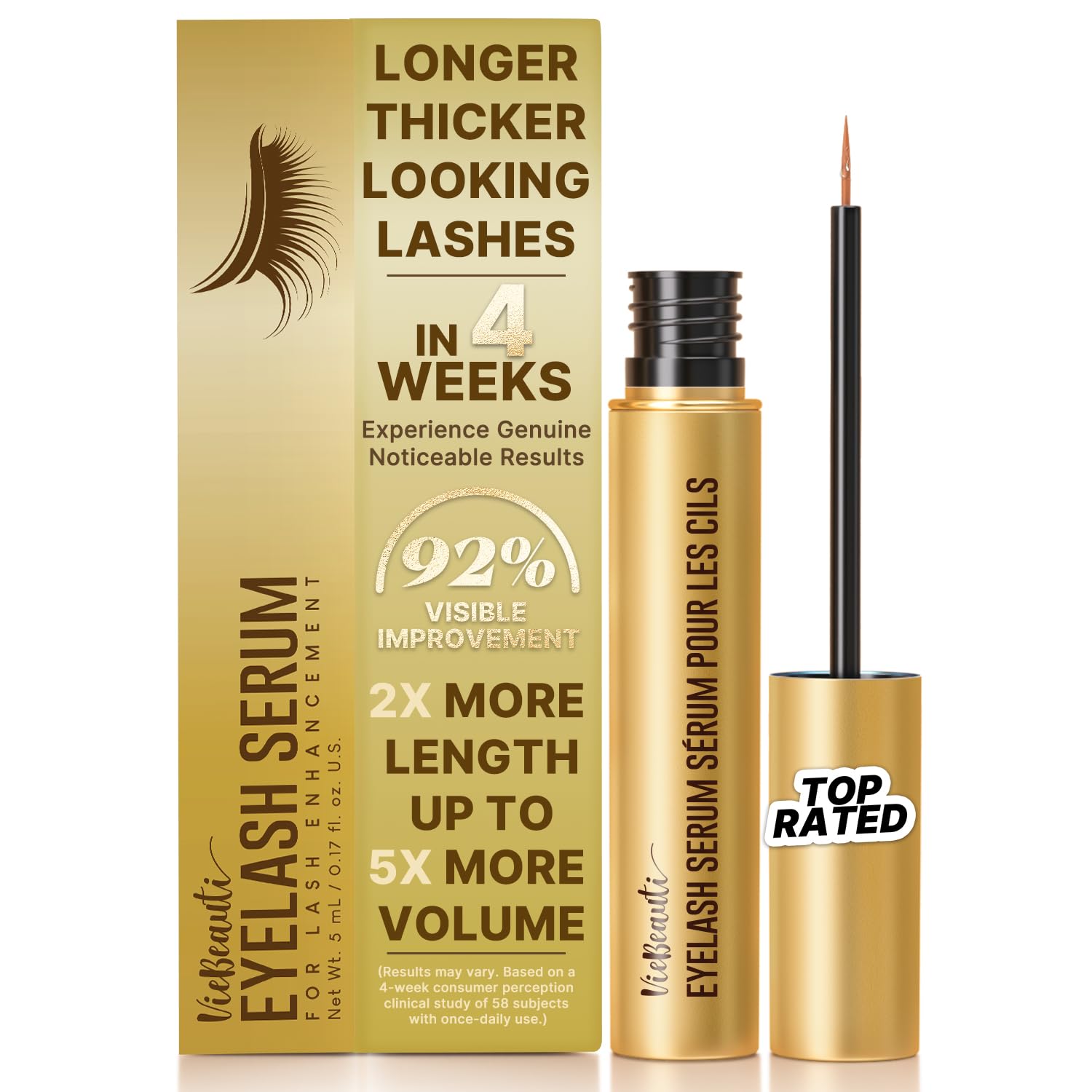 Best Eyelash Growth Serum for Women - Natural Vegan & Cruelty-Free Lash Enhancer for Longer, Fuller, Healthier Lashes - Safe for Sensitive Eyes - 5mL (0.17 Fl Oz) 5-Month Supply - Perfect for Daily Use & Special Occasions