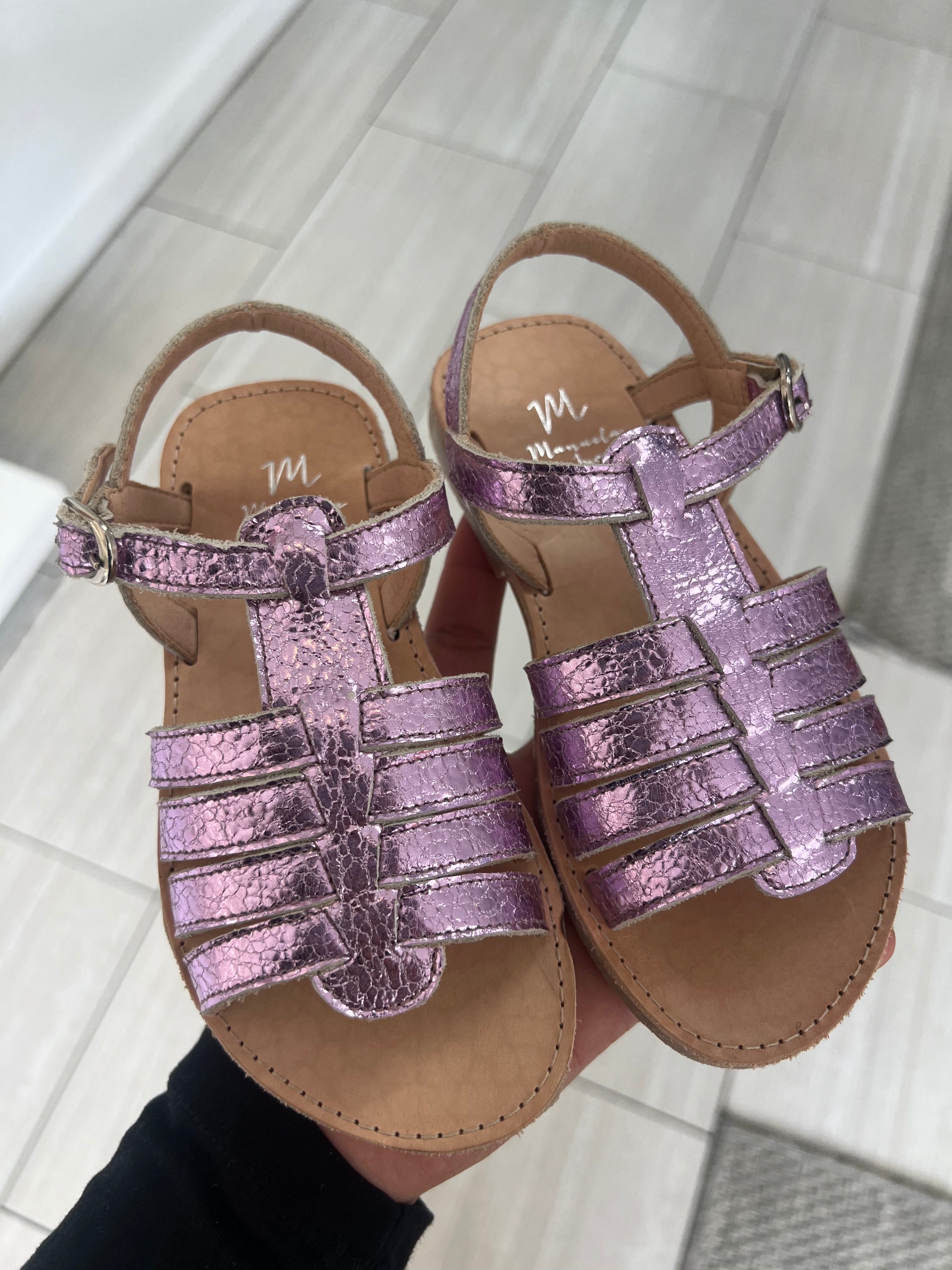 Manuela Pink Metallic Sandals for Women - Elegant Gladiator Style Summer Shoes for Beach, Party & Wedding
