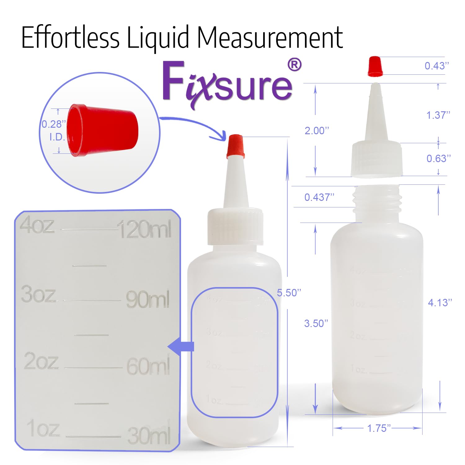 4 Oz Plastic Squeeze Bottles with Red Tip Cap - Perfect for Ketchup, BBQ Sauce, Syrup, Oil & Condiments | Great for Cooking, Baking, Pancake Decorating, Travel & Camping | Durable Squirt Bottle for Kitchen, Lab & Arts & Crafts