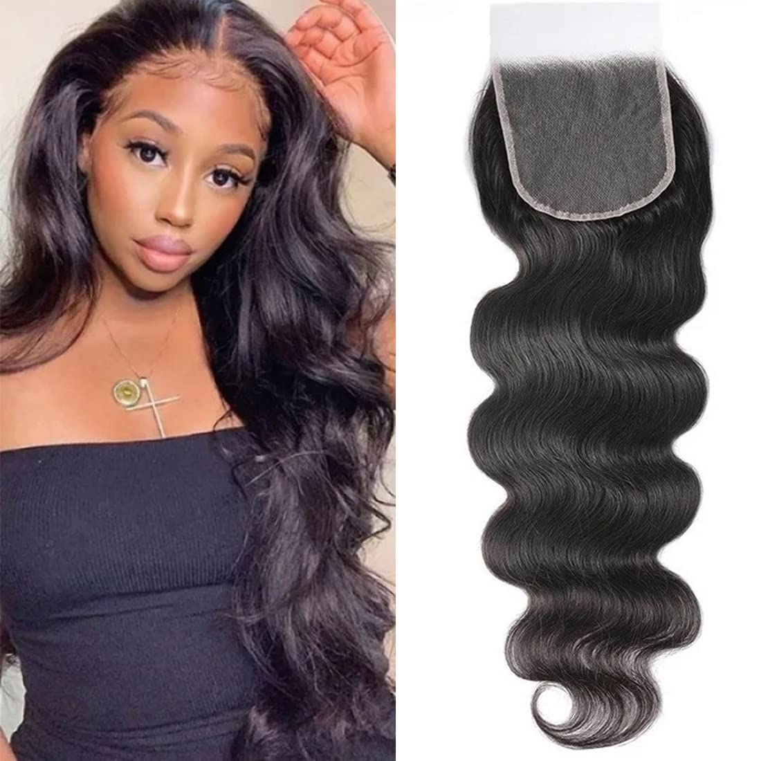 Beauty Forever HD Lace Closure 5x5 - Unprocessed Virgin Human Hair with Body Wave - Transparent Lace Closure, Pre-Plucked Hairline, Natural Black Color (18 Inch) | Perfect for Protective Styles, Weaves & Natural-Looking Hair Extensions