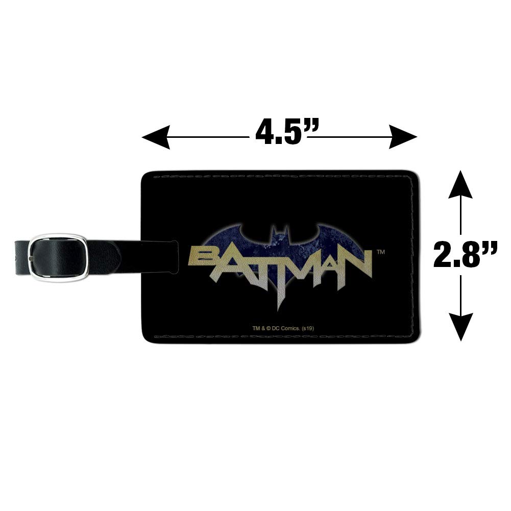 Batman Logo Leather Luggage Tag - Rectangle Suitcase ID Tag for Carry-On Bags - Perfect for Travel, Business Trips & Superhero Fans