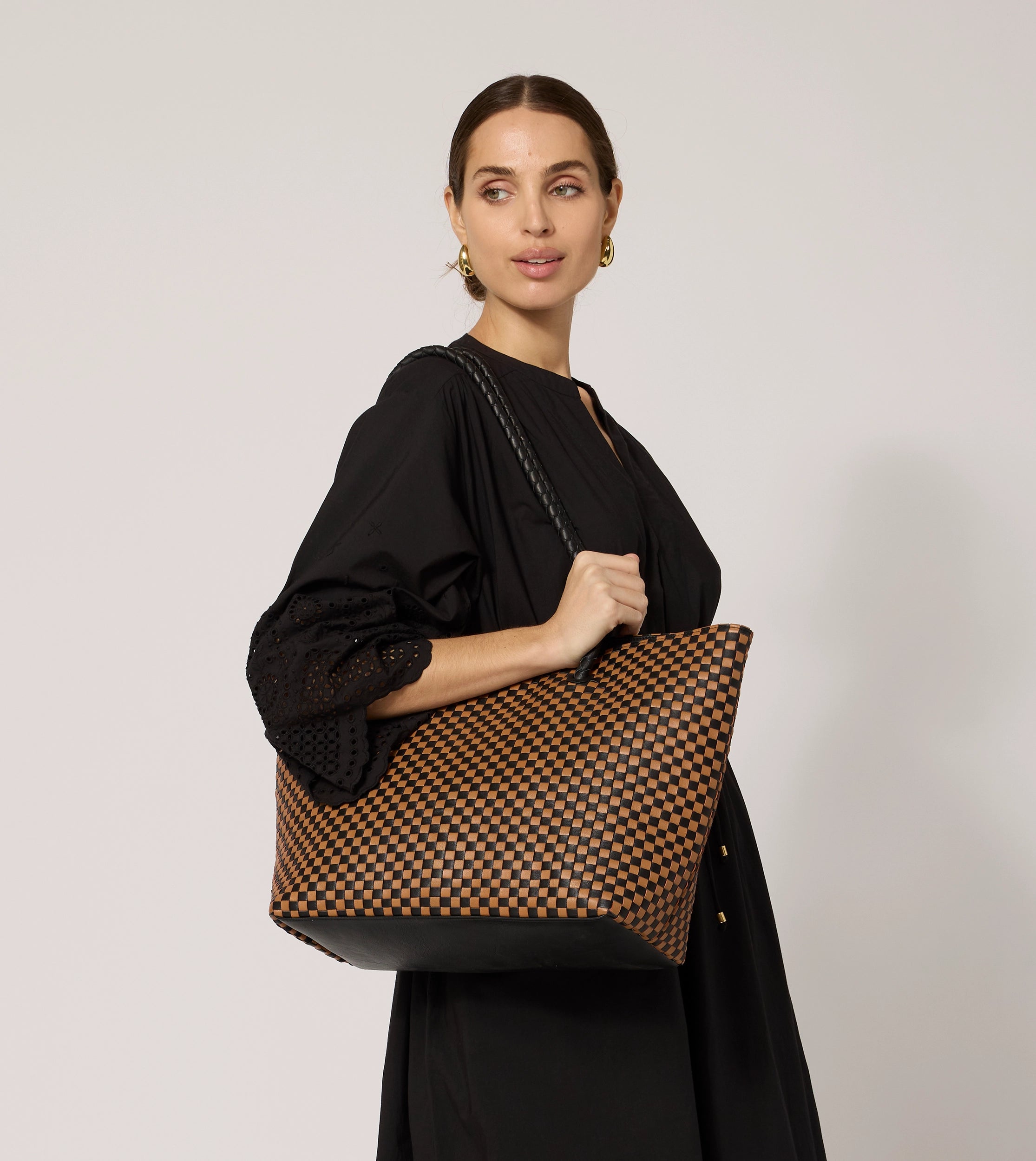 Eugenie Woven Tote Bag for Women - Stylish Brown Multi Color Handbag - Perfect for Work, Travel, and Everyday Use