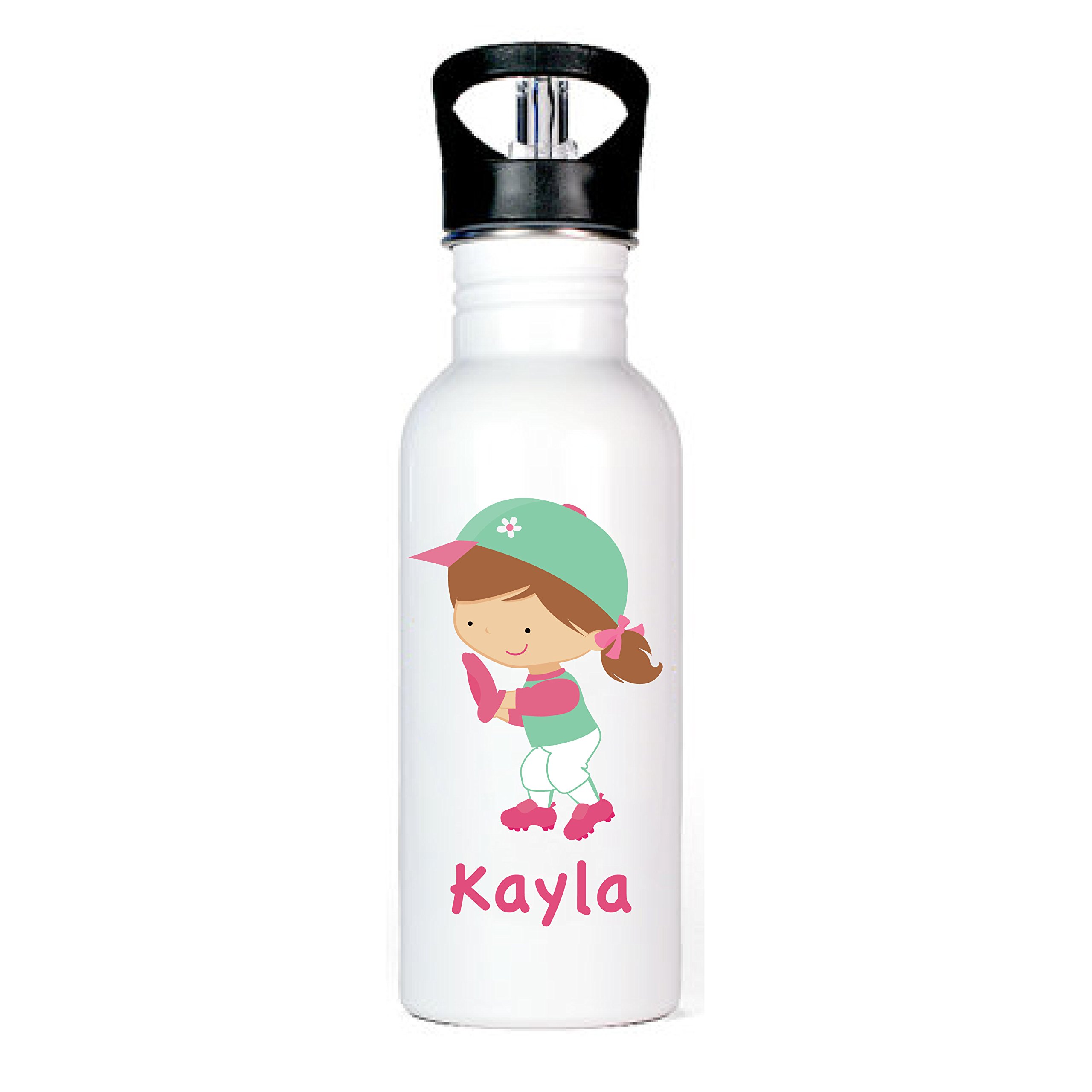 Softball Girl 3 Aluminum Water Bottle - 20oz Insulated Sports Drink Bottle with Leakproof Lid - Perfect for Softball Games, School, Gym & Outdoor Activities