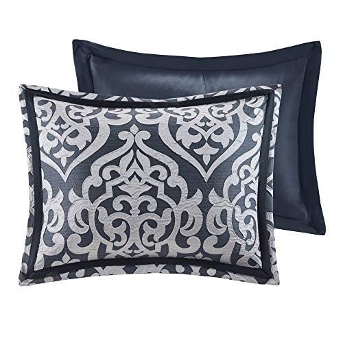 Madison Park Odette Jacquard Damask Comforter Set - Modern All Season Down Alternative Bedding with Shams & Decorative Pillows, Cal King (104