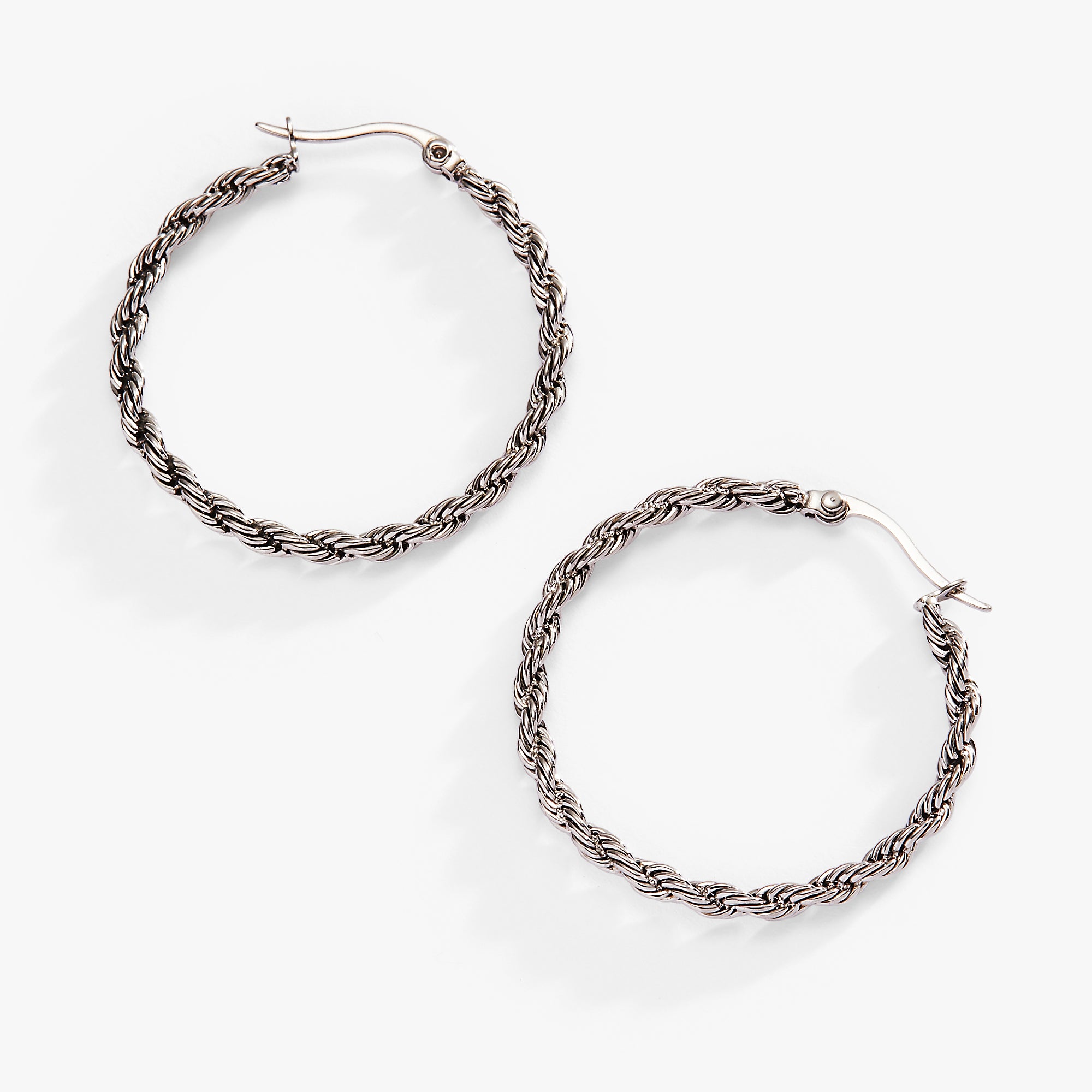Frozen French Rope Hoop Earrings for Women - 925 Sterling Silver Dangle Drop Earrings - Trendy Fashion Jewelry for Party, Wedding & Everyday Wear