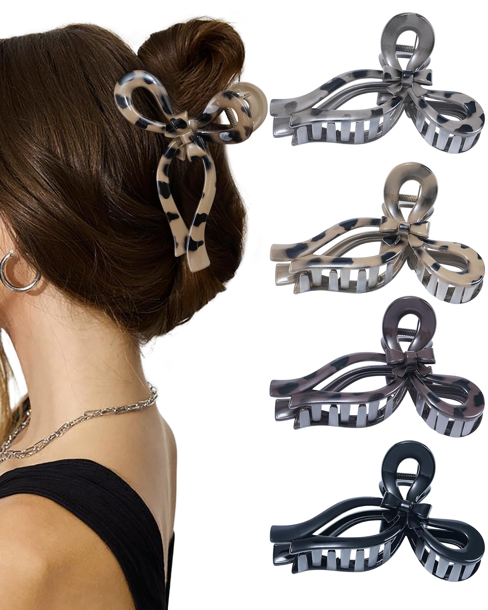 4 PCS Large Bow Hair Clips for Women - 5