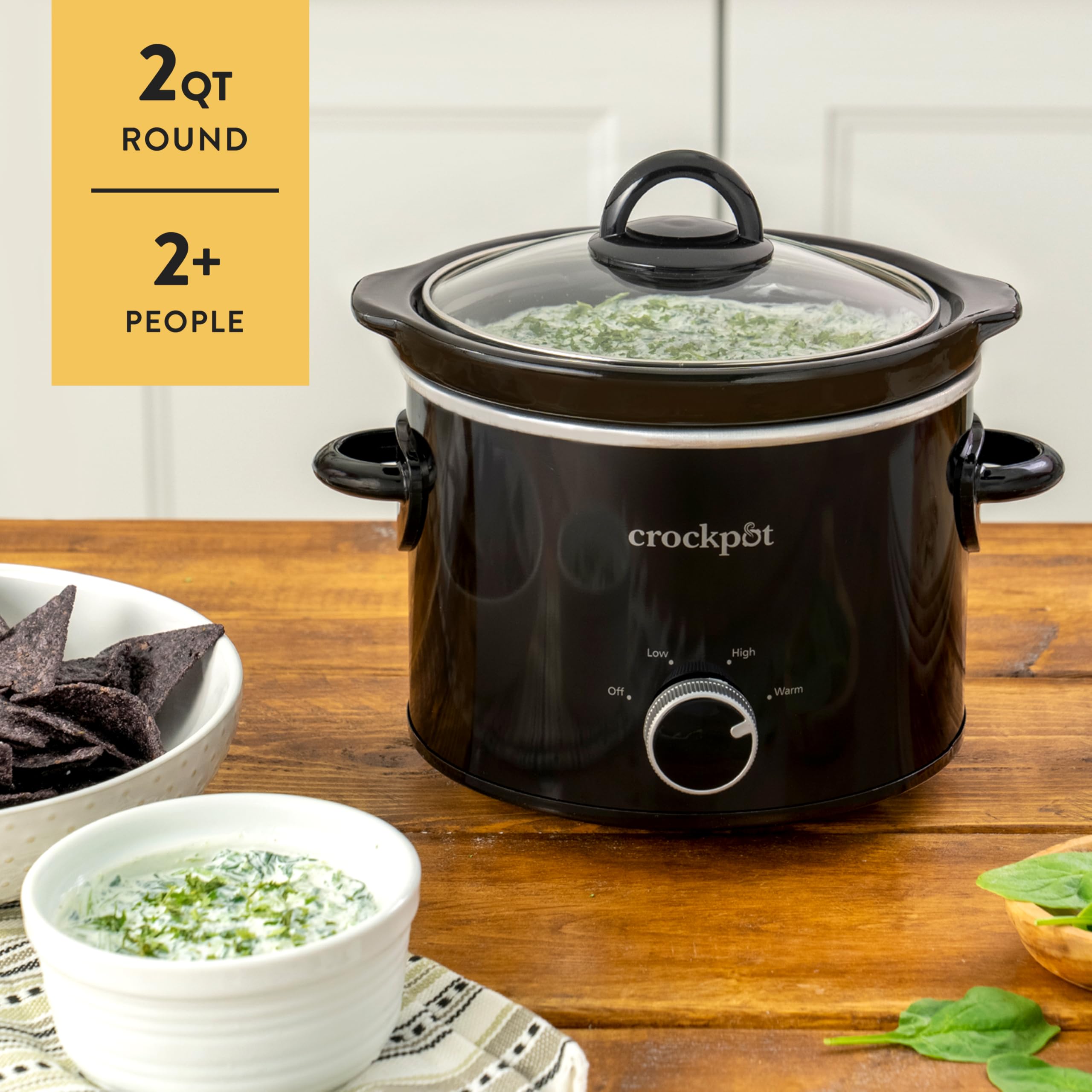 Crockpot® 2-Quart Classic Slow Cooker | Small Slow Cooker for Soups, Stews & Dips | Perfect for Dorms, Offices & Small Kitchens | Black