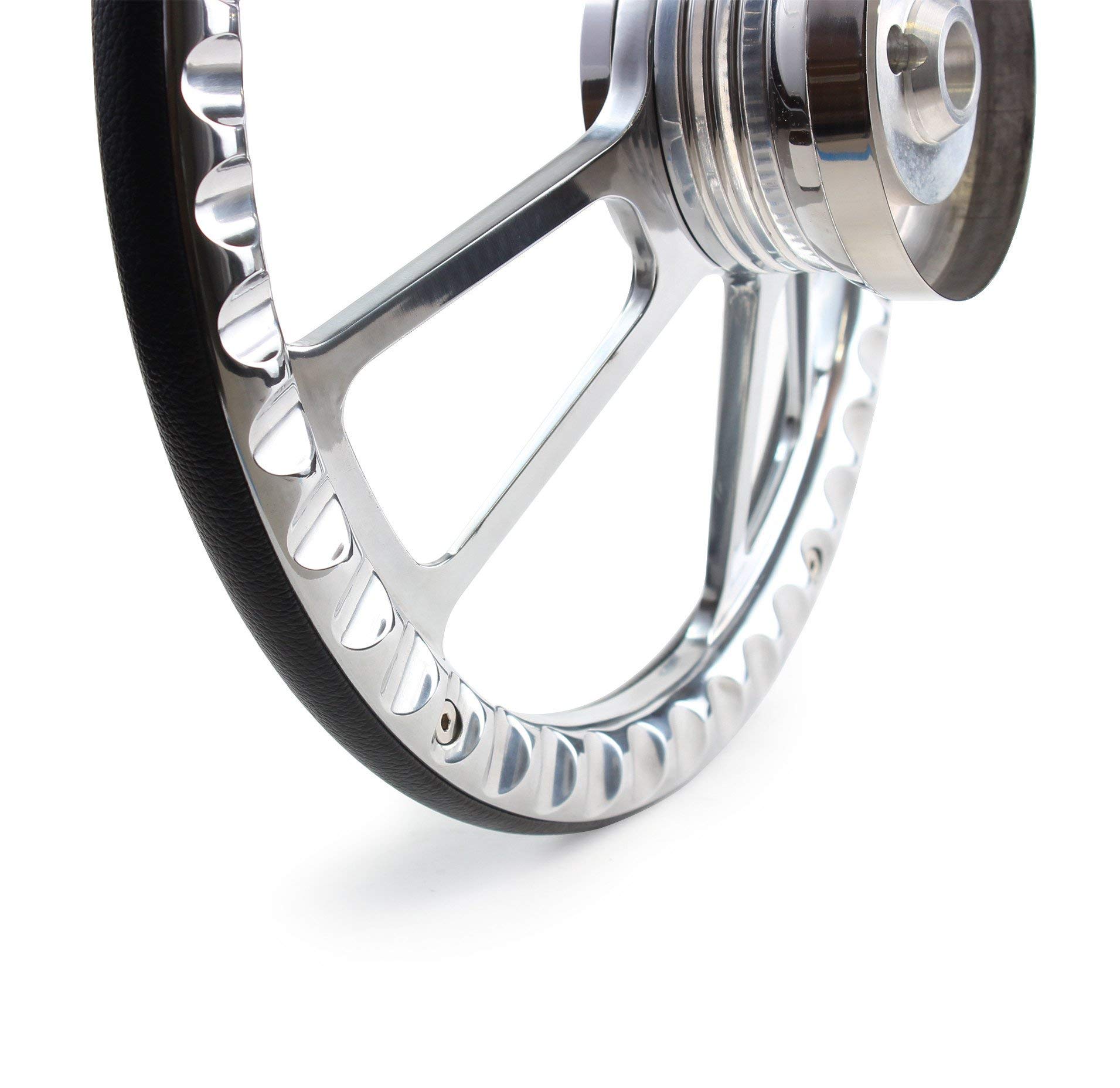 14 Inch Aluminum Boat Steering Wheel with Carbon Fiber Half Wrap - Horn Button & Installation Adapter Included | Perfect for Marine Boating, Fishing & Water Sports