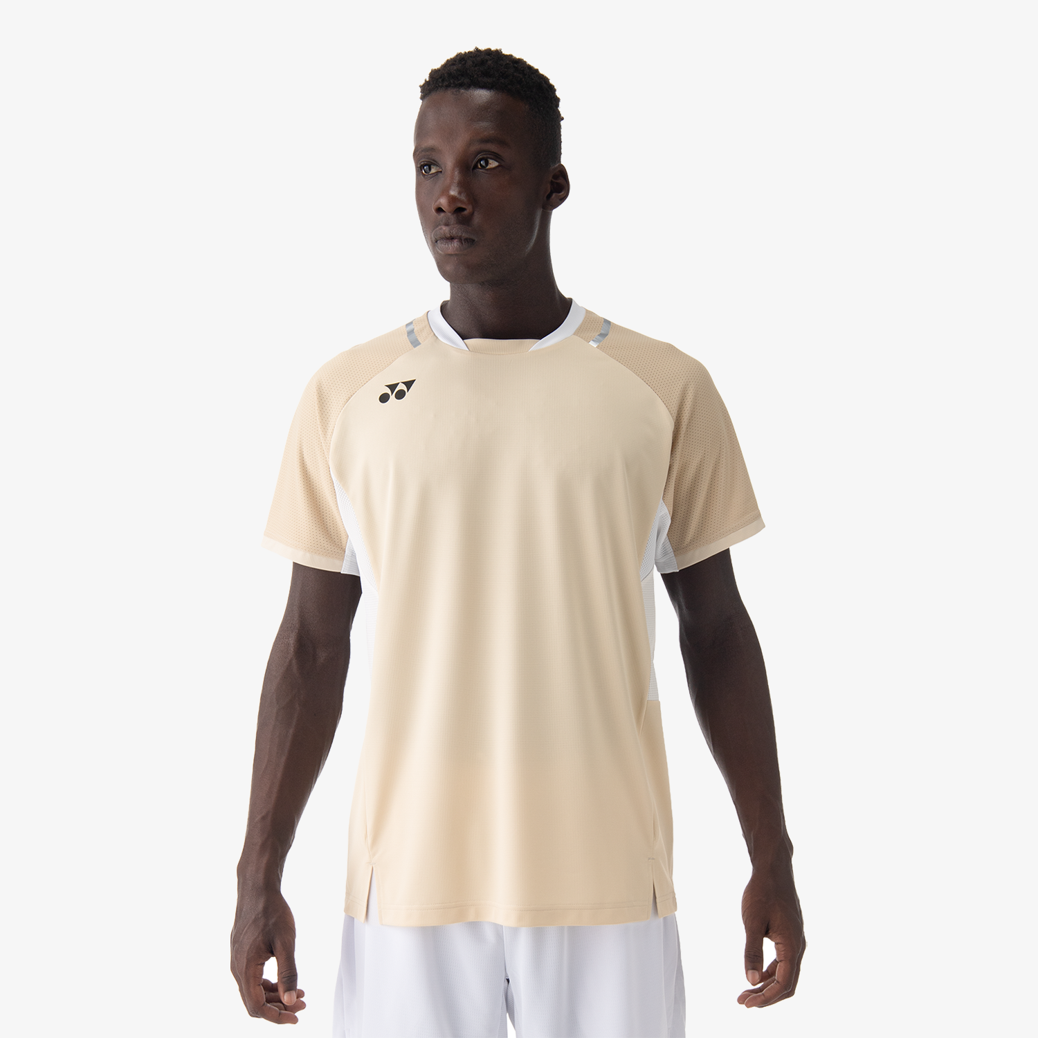 Yonex Men's Crew Neck Shirt 10633 - Ice Beige | Breathable Tennis & Golf Performance Shirt for Men | Perfect for Sports, Gym & Casual Wear
