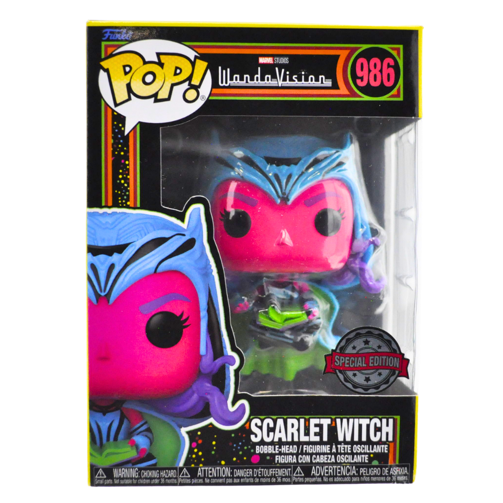 Funko Pop! Marvel Scarlet Witch with Darkhold - Black Light Exclusive Collectible (WandaVision Series) | Perfect for Marvel Fans, Comic Book Collectors & Home Decor