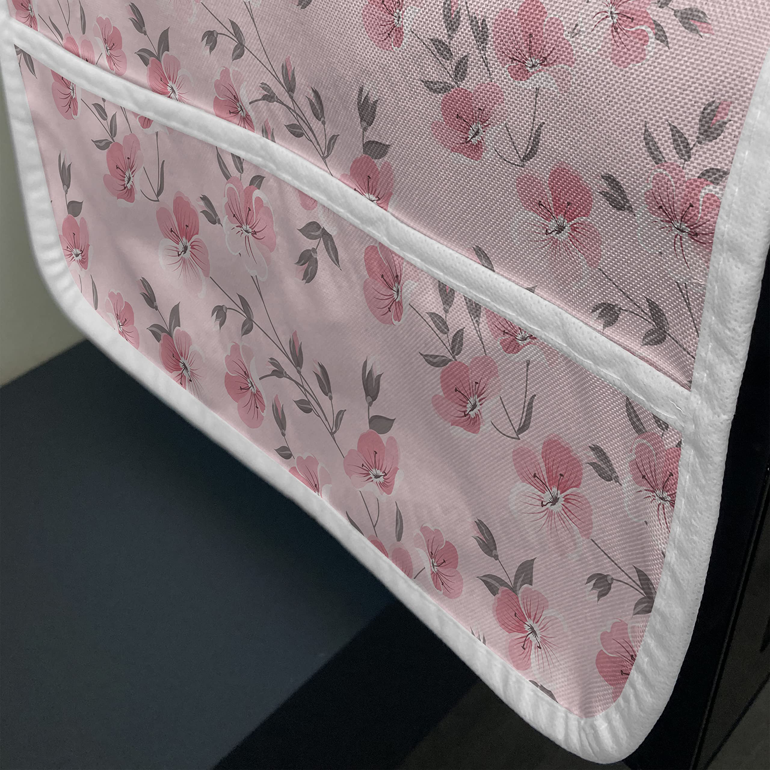 Ambesonne Floral Microwave Cover - Waterproof Kitchen Organizer with Pockets, Linum Flower Petals Pastel Design, 36
