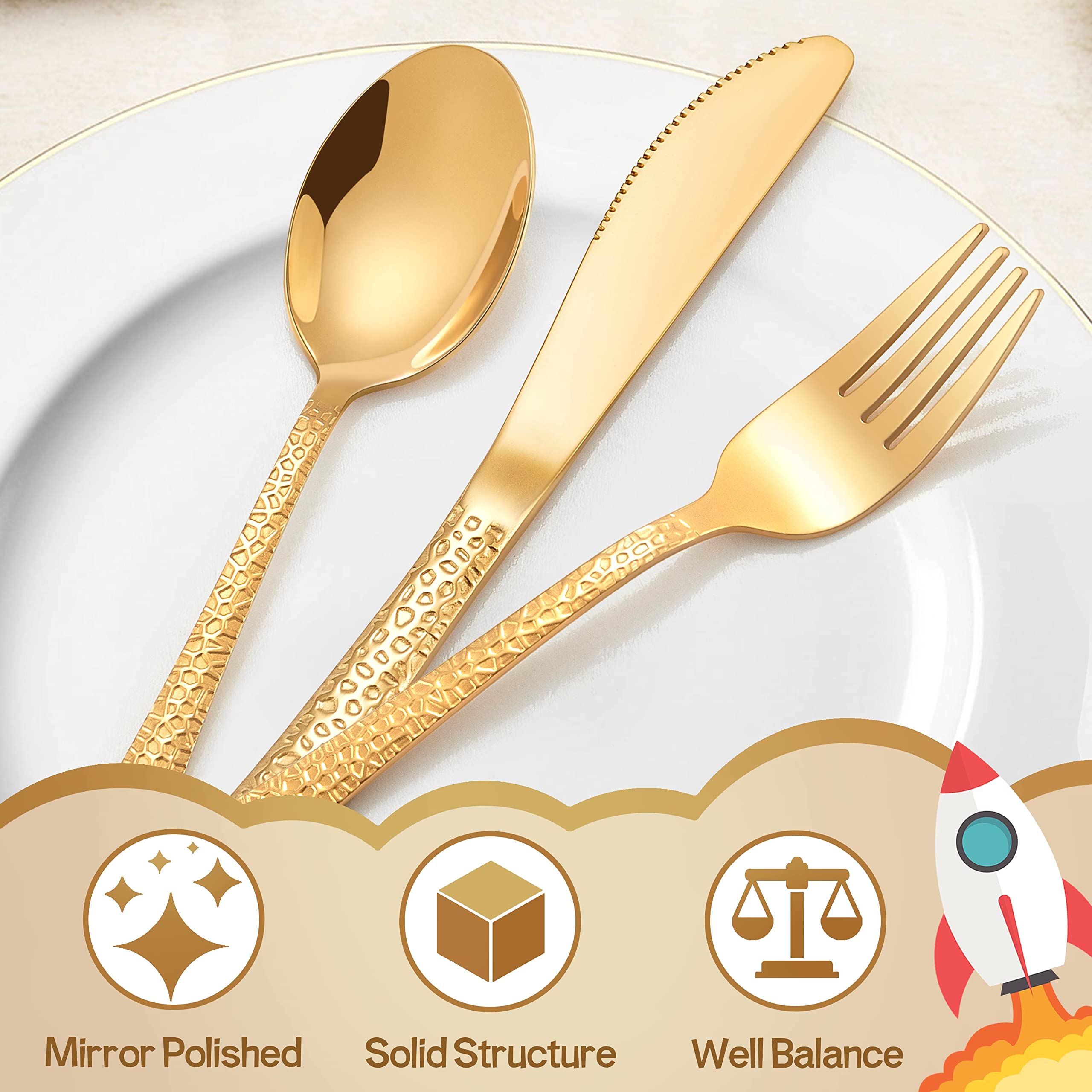HaWare 9-Piece Stainless Steel Toddler Silverware Set - Hammered Kids Flatware with 3 Spoons, 3 Forks & 3 Knives - Durable Metal Children's Cutlery for Home, School & Travel - Perfect for Preschool Meals, Family Dinners & Picnics