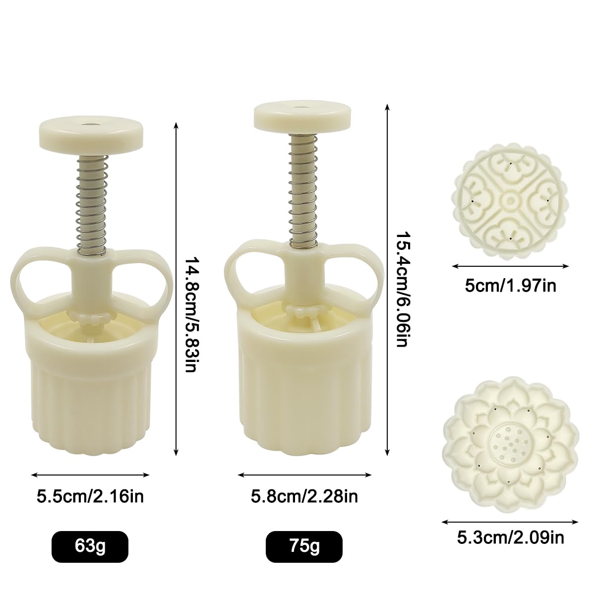 63g & 75g Mooncake Mold Press with 12 Floral Stamps - Premium DIY Moon Cake Maker for Mid-Autumn Festival, Hand Press Cookie Mould for Homemade Desserts - Perfect for Holiday Baking, Family Gatherings & Gift Making