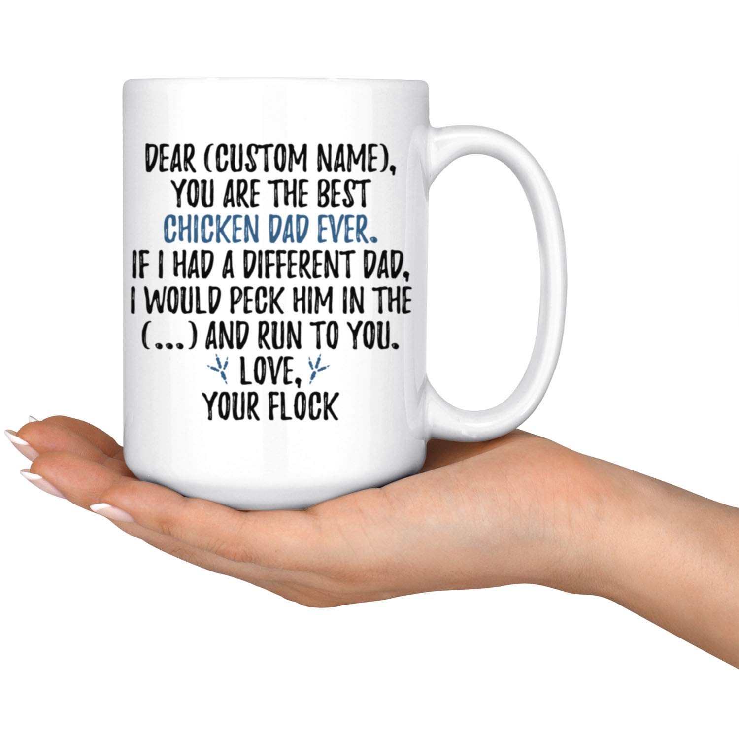 Personalized Chicken Dad Mug - 15 oz Funny Chicken Owner Gift for Men, Fathers, Chicken Lovers - Perfect for Father's Day, Birthday & Coffee Lovers
