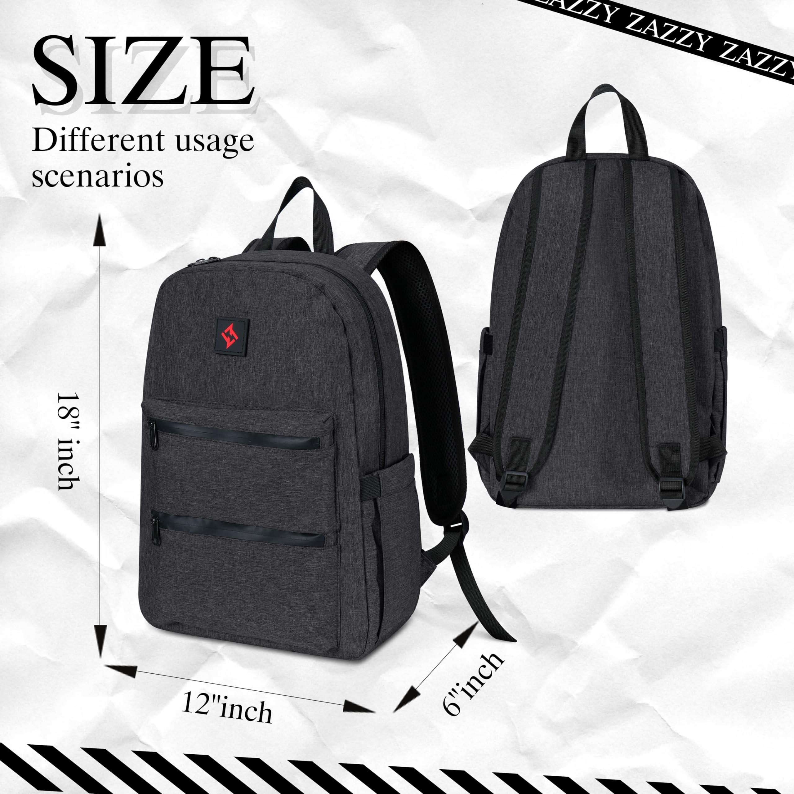 Zazzy Smell Proof Backpack - Lockable Carbon Fiber Odor Resistant Travel Backpack with Secure Lock - Perfect for Travel, Hiking & Outdoor Activities (Black)