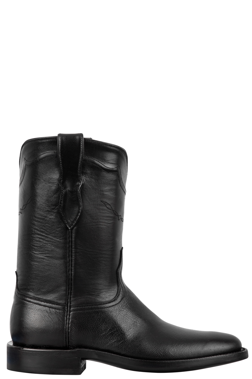 Premium Black Jack Men's Goat Skin Roper Boots - Genuine Leather Western Cowboy Boots for Men | Durable & Comfortable for Riding, Work & Casual Wear