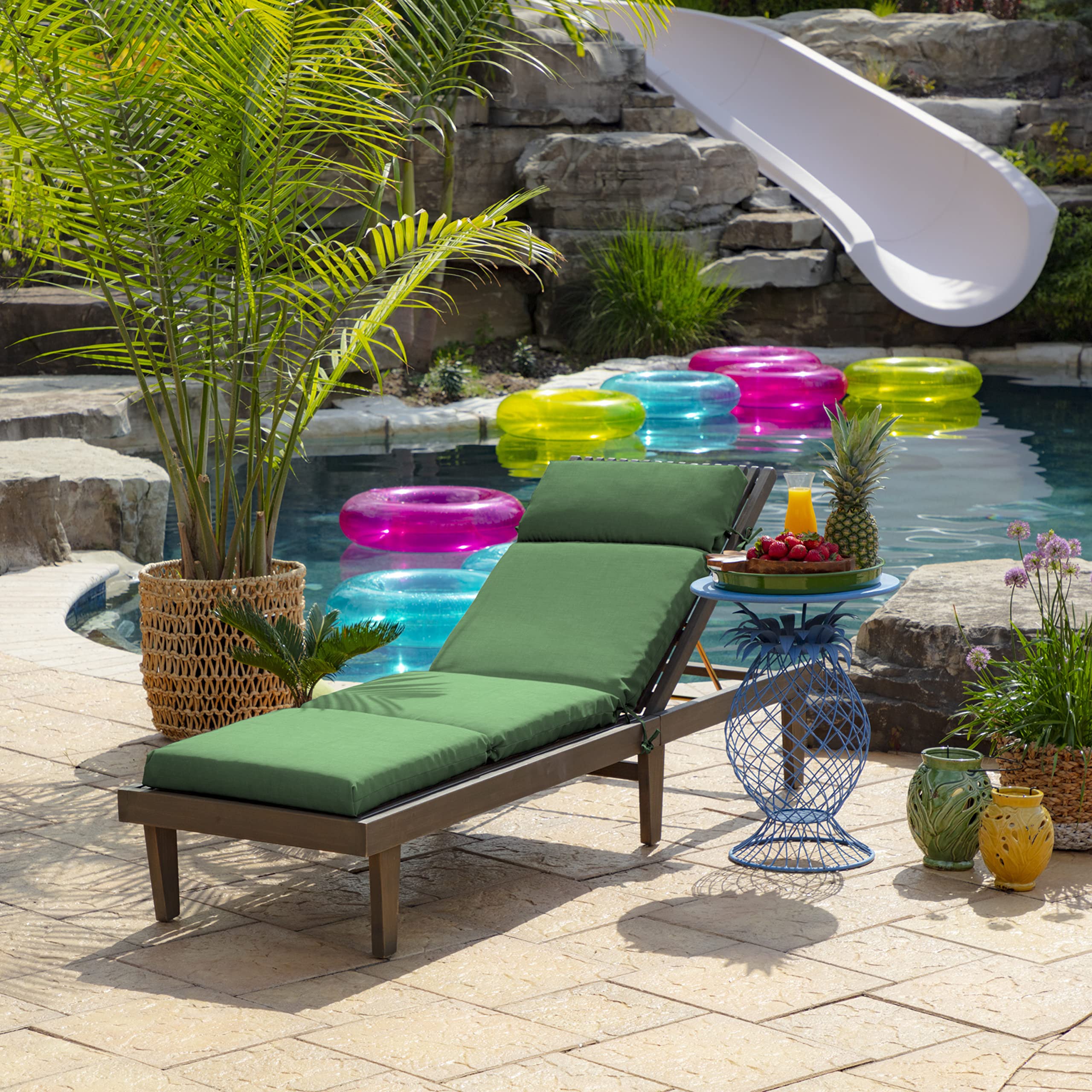 Arden Outdoor Chaise Cushion 21x72 Inches - Waterproof & Fade Resistant Patio Lounge Chair Cushion in Moss Green - Perfect for Poolside, Deck, and Garden Relaxation