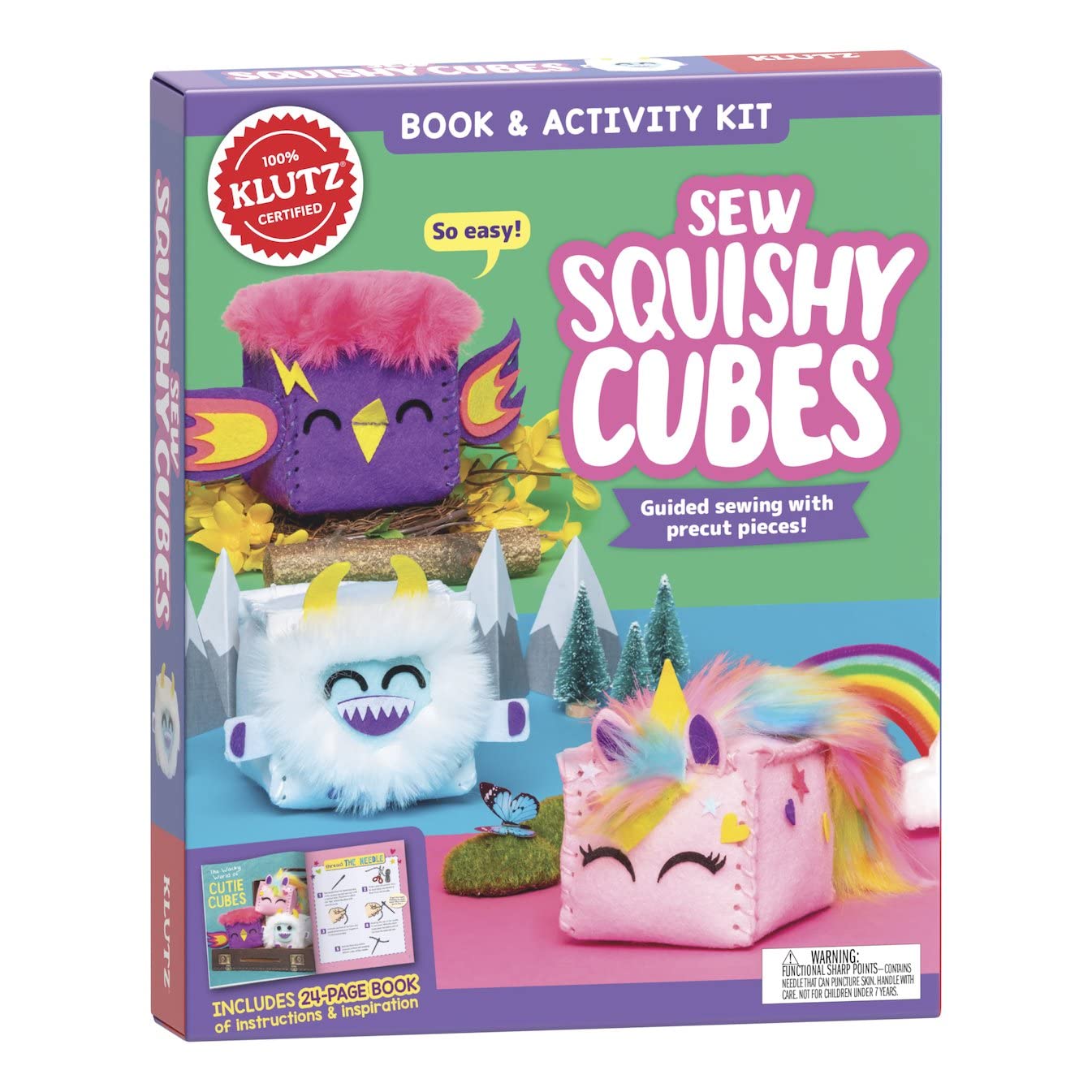 Klutz Sew Squishy Cubes DIY Craft Kit for Kids - Fun Stuffed Animal Sewing Project for Beginners, Creative Arts & Crafts Activity for Children (Use for Birthday Gifts, Classroom Projects & Sensory Play)