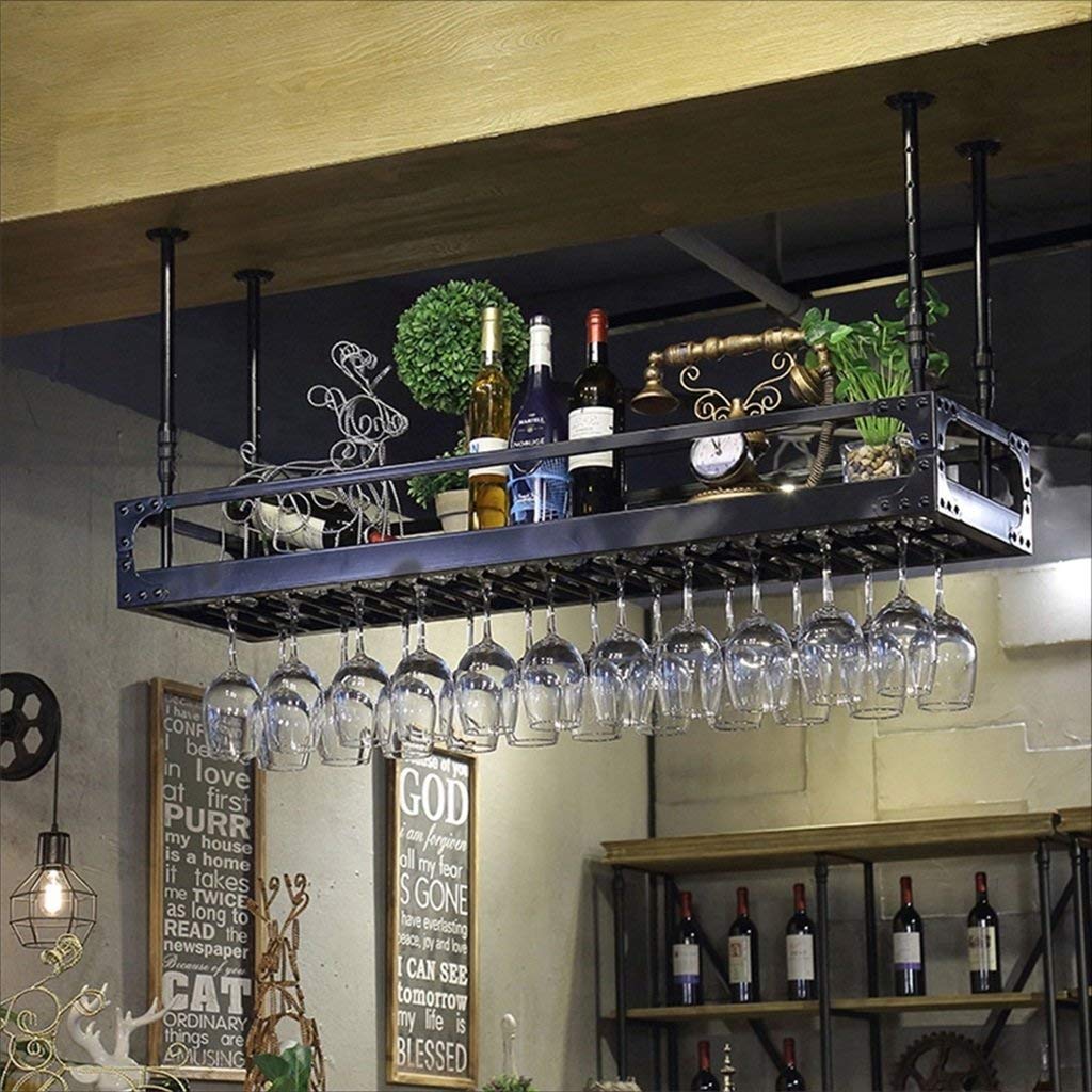 Vintage Iron Art Upside Down Wine Glass Rack - 60 x 35cm Bar Counter Hanging Holder for Restaurants, Pubs & Home Bars - Perfect for Storing and Displaying Wine Glasses in Style