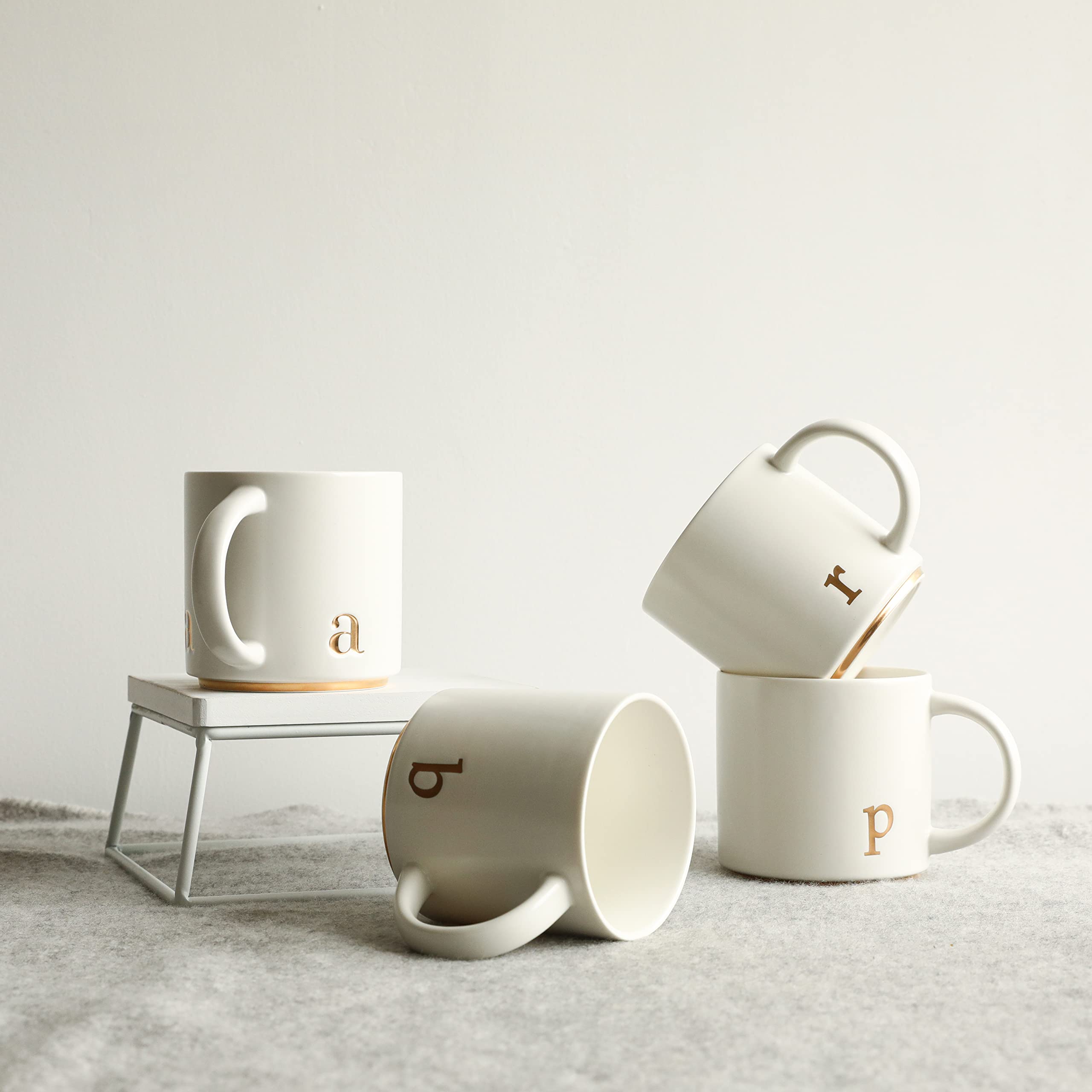 Personalized Monogram Ceramic Mug - 15 oz Golden Initial Coffee Cup, Elegant Alphabet Tea Mug with Gift Box, Luxury Office & Home Use - Perfect for Gifts, Coffee, Tea & Hot Beverages