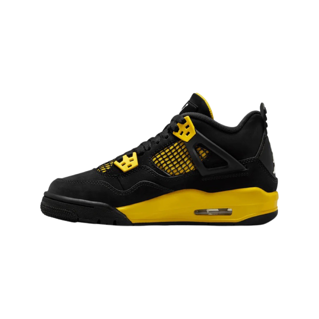 Air Jordan 4 Retro GS Thunder 2023 - Black White Tour Yellow Basketball Shoes for Women & Girls - Perfect for Streetwear & Court Performance