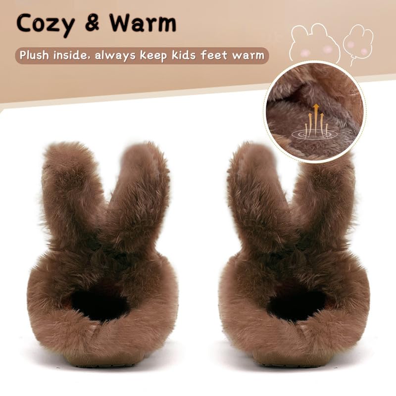 **Soft Plush Bunny Slippers for Toddlers - Anti-Slip Indoor/Outdoor Winter Slippers for Girls & Boys - Cozy Kids House Shoes for Playtime & Bedtime**