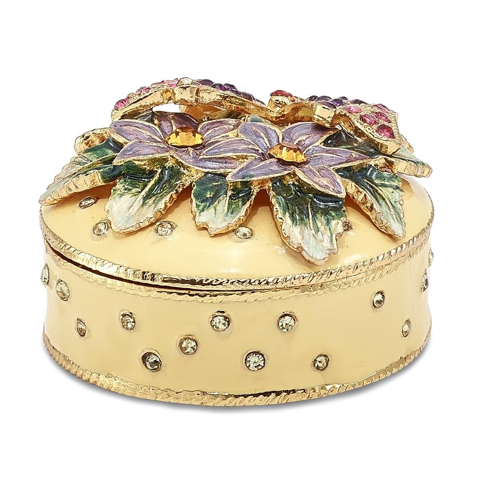 Luxury Bejeweled Florian Butterfly & Floral Trinket Box - Elegant Jewelry Storage for Home Decor, Gift Giving & Wedding Favors | Diamond2Deal