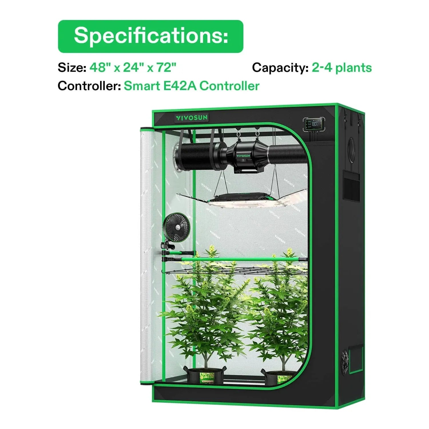 Vivosun Smart Grow Tent Kit Pro 2 Plant T4 | 2' x 4' Indoor Hydroponic System with LED Grow Light & Ventilation - Perfect for Home Gardening, Herbs, and Vegetables