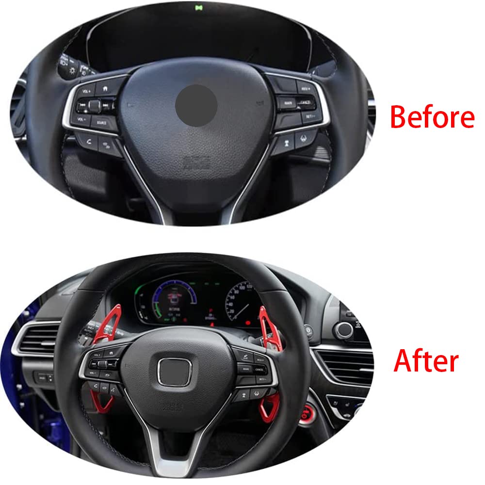 High-Quality Aluminum Alloy Paddle Shift Steering Wheel Shifter Extension - Compatible with Honda Accord, Odyssey, Civic, CR-V, Acura - Red | Enhance Driving Experience for Racing & Daily Commute