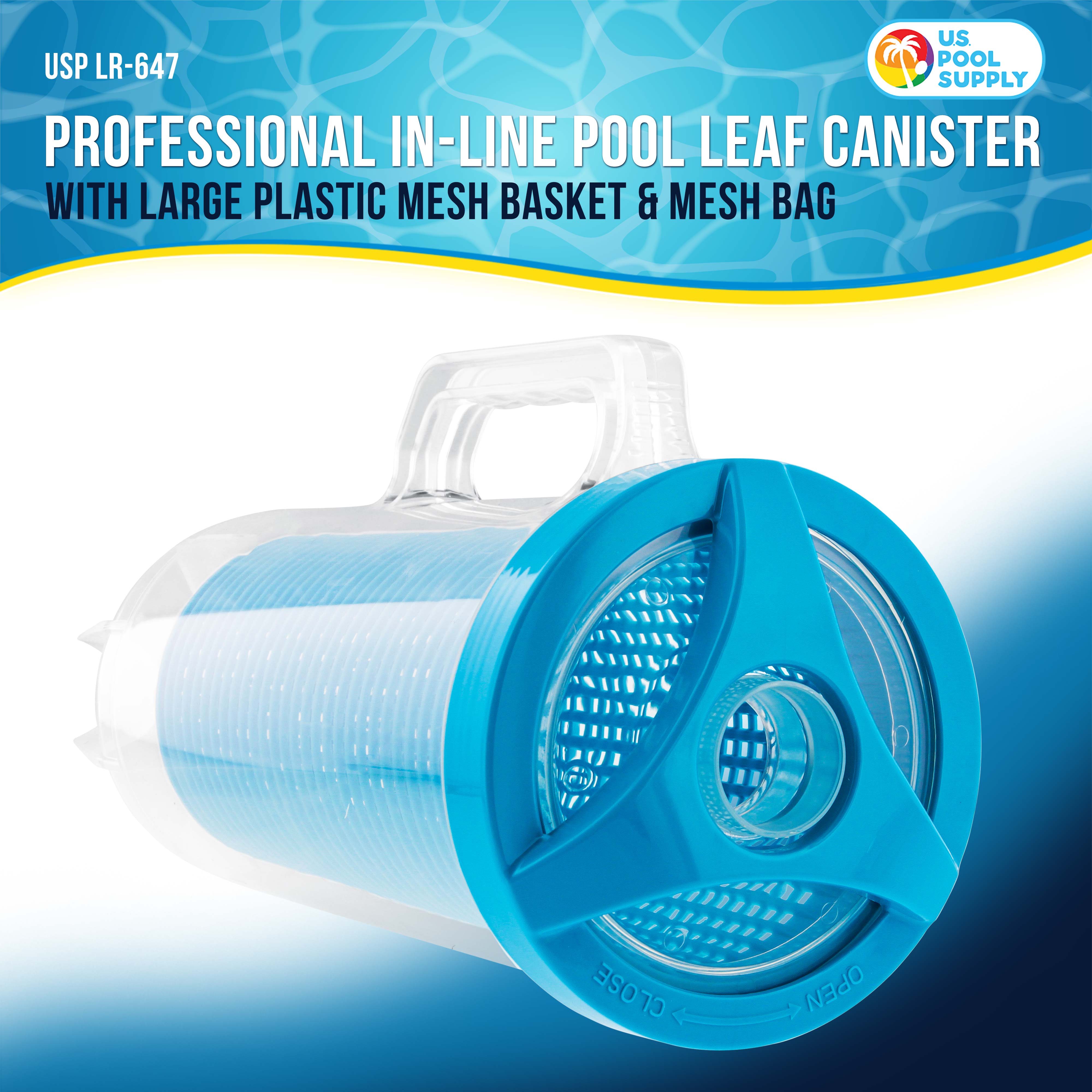 **U.S. Pool Supply® Inline Pool Leaf Canister with Large Plastic Mesh Basket & Mesh Bag – Fits 1.5” Pool Cleaner Vacuum Hose – Skims Leaves, Prevents Clogging – Ideal for Inground & Above Ground Pools**