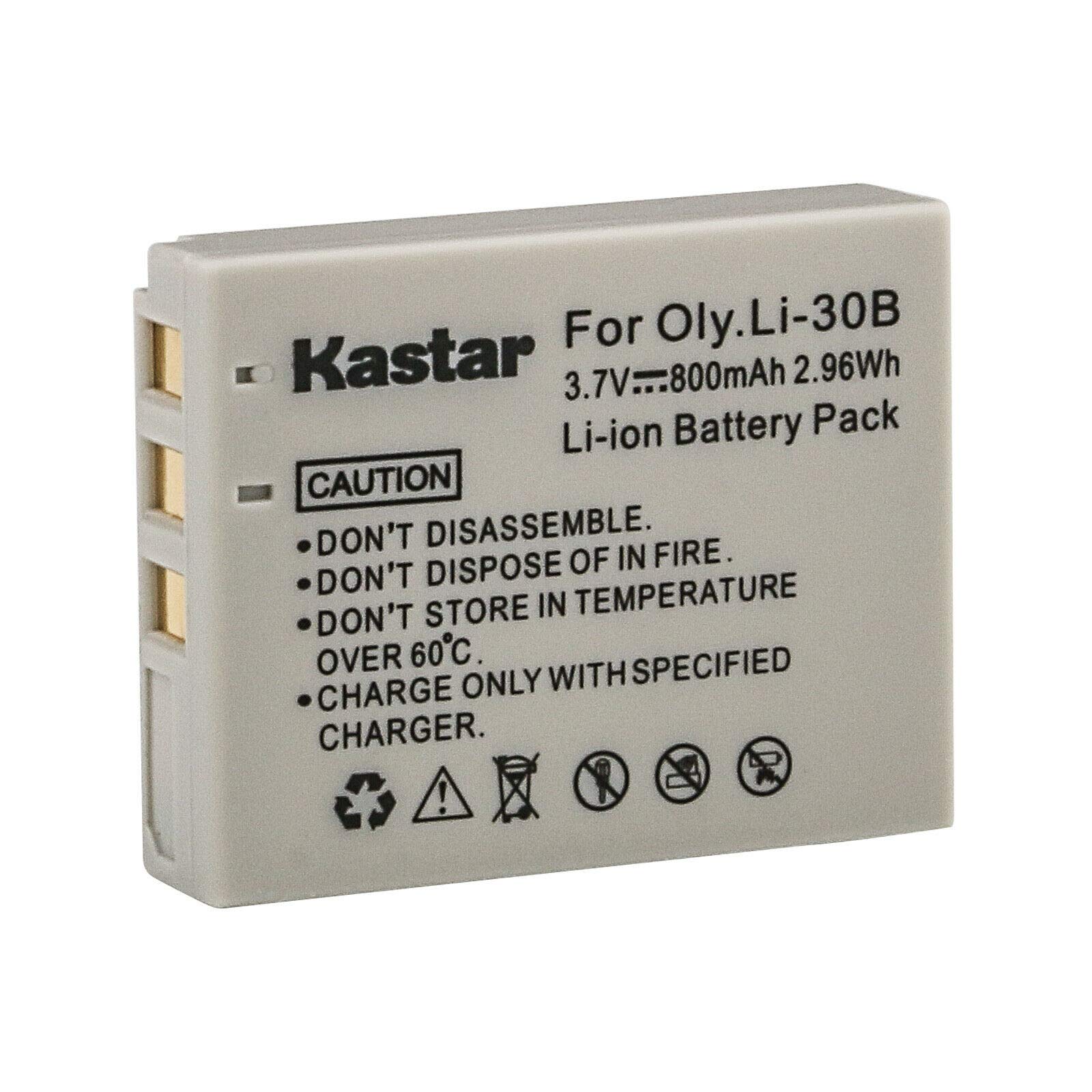 Kastar 3-Pack Replacement Battery for Olympus LI-30B/LI-30C - Compatible with Olympus Stylus Verve Digital, µ-Mini Digital Cameras & Chargers - Perfect for Travel Photography and Everyday Use