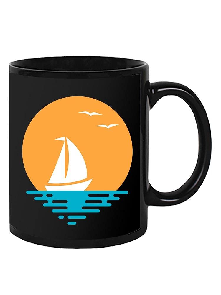 Boat and Sun Travel Mug - Insulated Stainless Steel Coffee Cup with Lid for Hot & Cold Drinks - Perfect for Camping, Hiking, and Outdoor Adventures