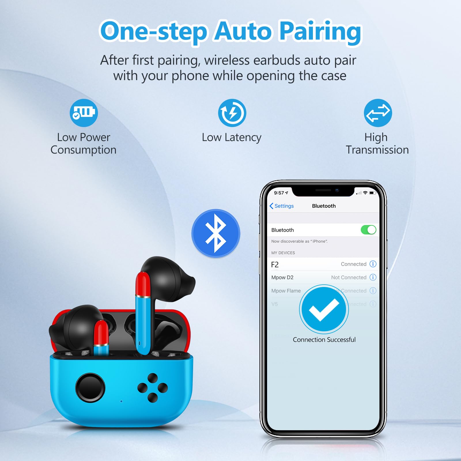 2 Pack Kids Wireless Earbuds Bluetooth 5.3 with Touch Control & Charging Case - Noise Cancelling Headphones for Children & Adults | Perfect for School, Sports, Travel & Gift Giving