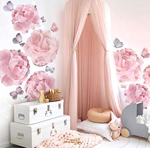 **Pink Princess Bed Canopy for Kids - Hanging Mosquito Net for Baby Crib, Nursery, or Castle-Themed Room Decor - Perfect for Girls' Bedroom, Playroom, or Sleepover Party**