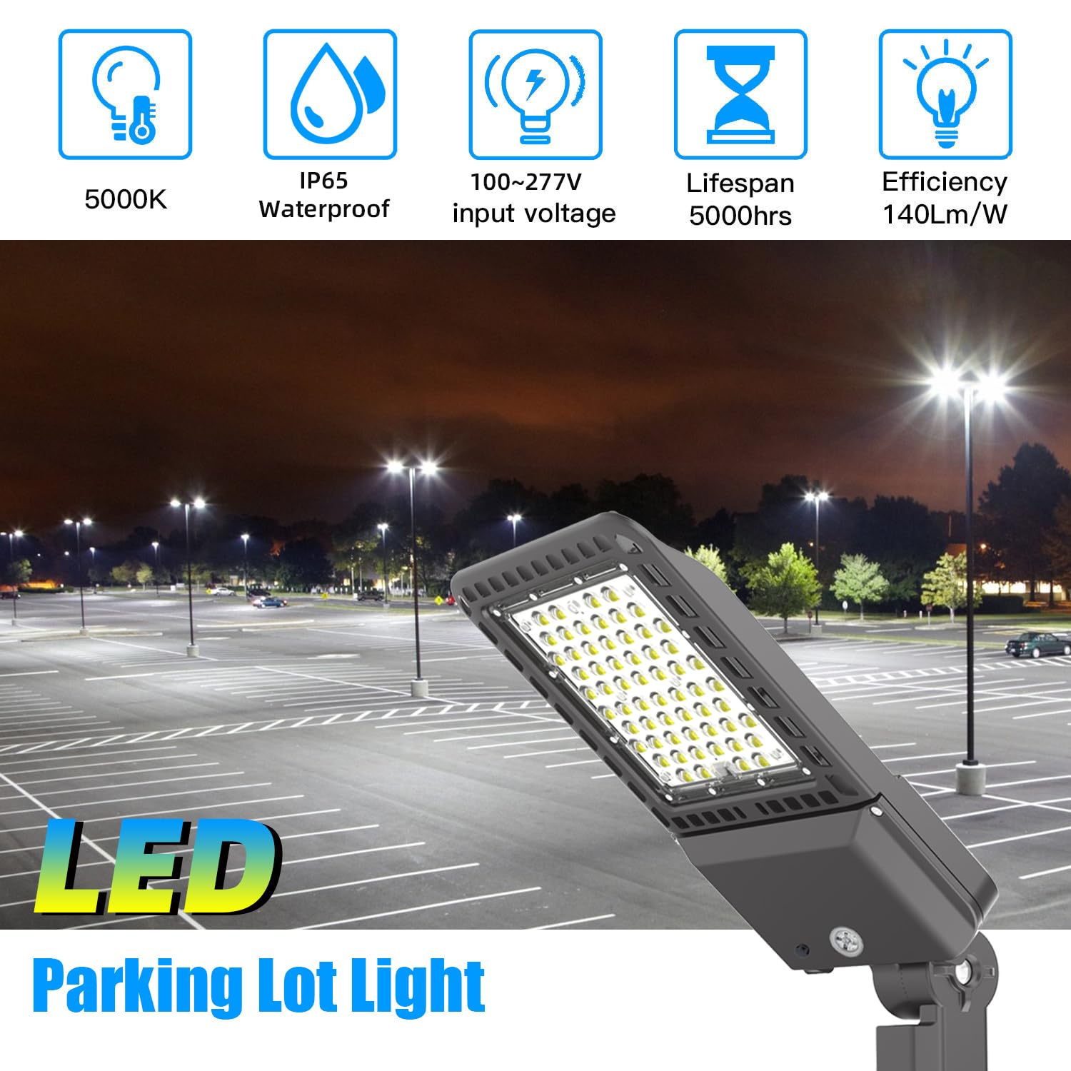 300W LED Parking Lot Lights Outdoor - 5000K Daylight White, Adjustable Slip Fit Mount with Dusk to Dawn Photocell Sensor, IP65 Waterproof, 39,000 Lumens Commercial Shoebox Pole Mount Lights for Stadiums, Roadways, Streets | Perfect for Parking Lots, Gas Stations & Warehouse Areas