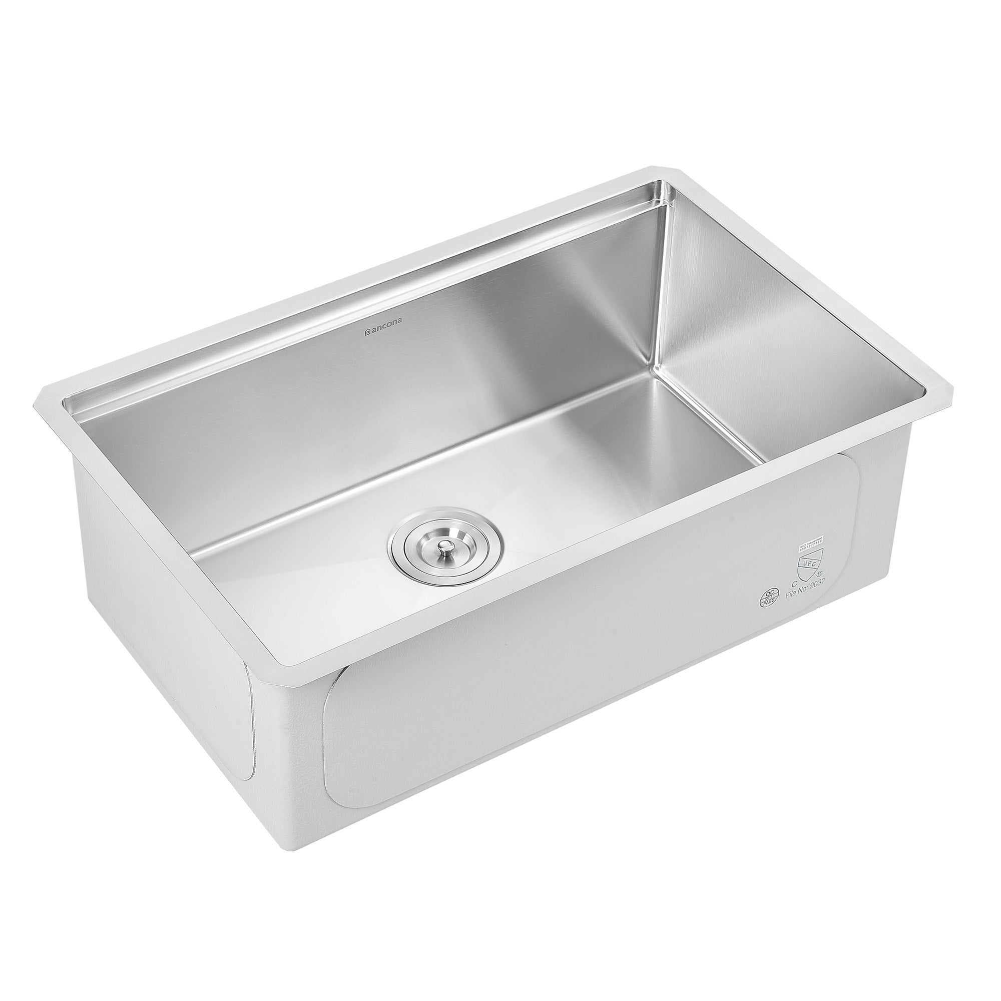Ancona 30-Inch Handmade Undermount Single Bowl Workstation Kitchen Sink with Accessories - Satin Stainless Steel - Perfect for Modern Kitchens & Food Prep Stations
