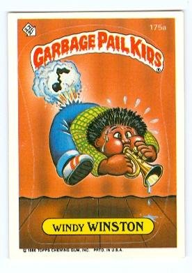 Vintage 1986 Topps Garbage Pail Kids Sticker Trading Card #175A Windy Winston - Rare Collectible for Trading Card Enthusiasts & 80s Nostalgia Fans - Perfect for Display, Collections, and Trading