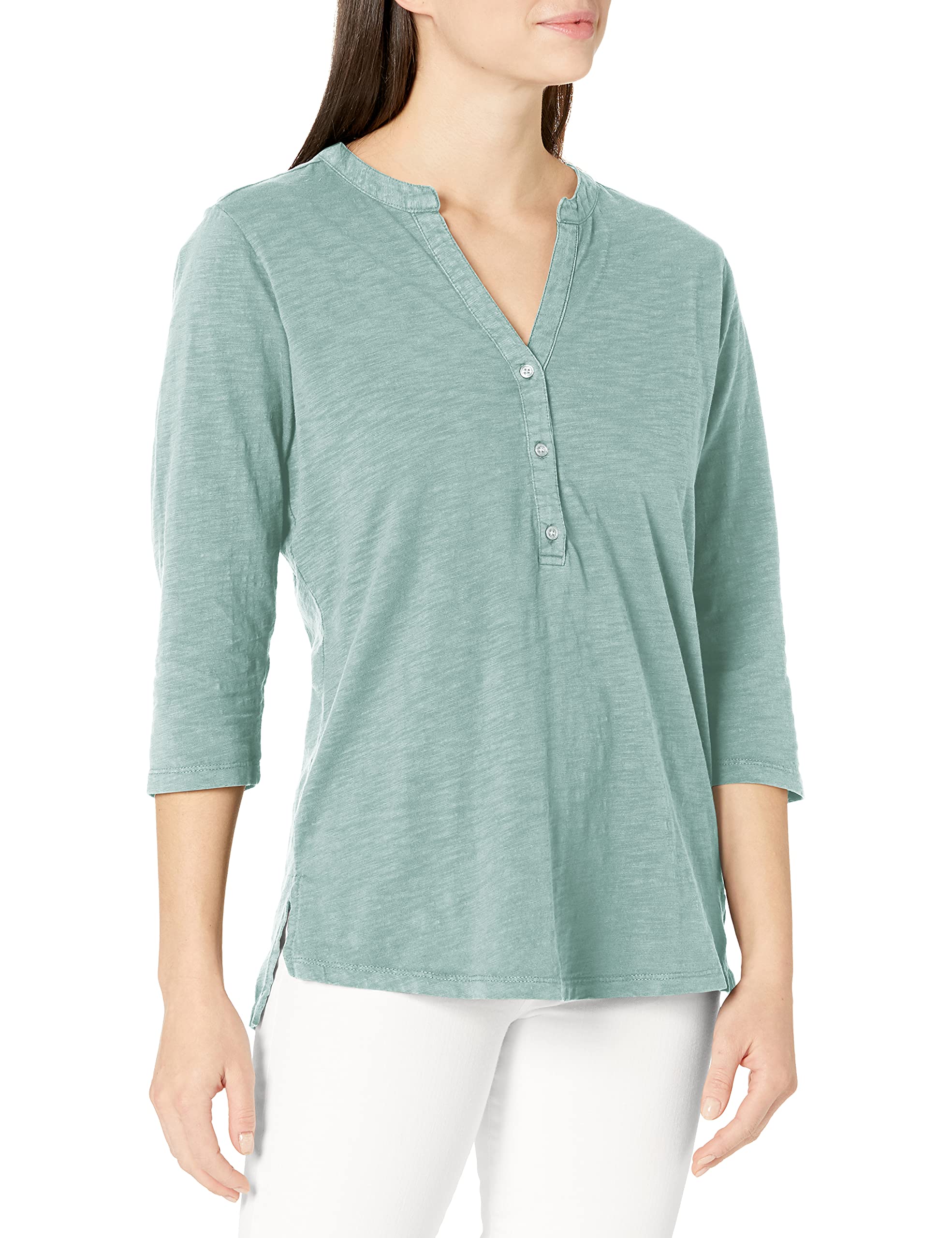 Charles River Apparel Women's Freetown Henley Long Sleeve Shirt - Soft Cotton Blend Top for Casual Wear, Work & Outdoor Activities