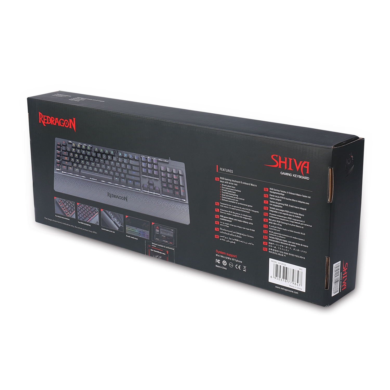 Redragon Shiva K512 RGB Gaming Keyboard - Mechanical Feel, Anti-Ghosting, 104 Keys, Black (Spanish Layout) - Perfect for PC Gaming, Esports & Office Work